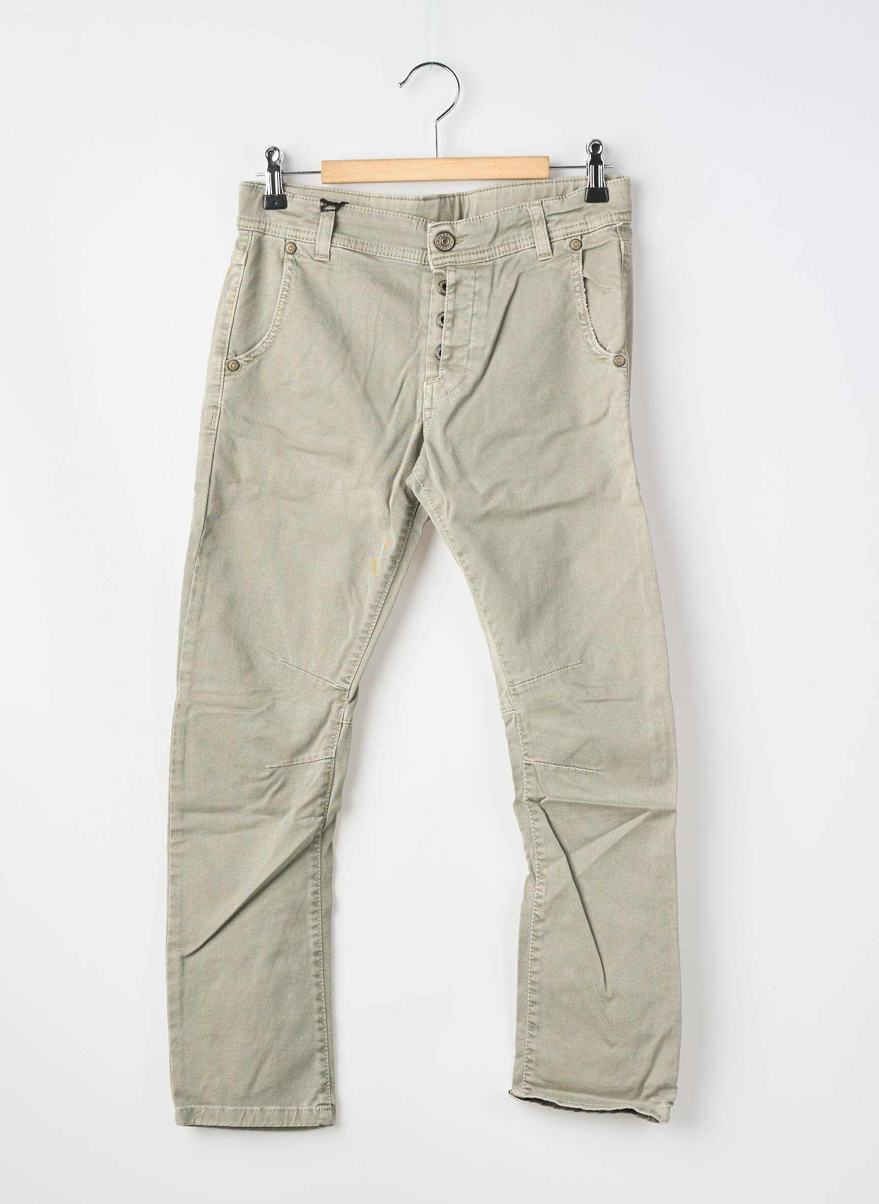 Jeans coupe slim stretch vert PLEASE garçon