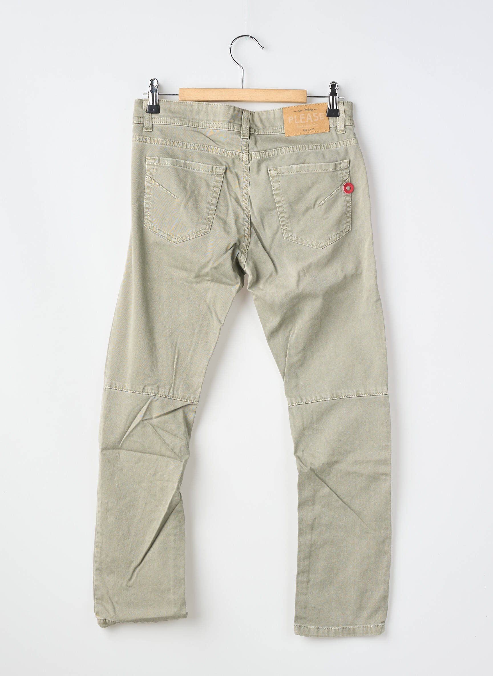 Jeans coupe slim stretch vert PLEASE garçon