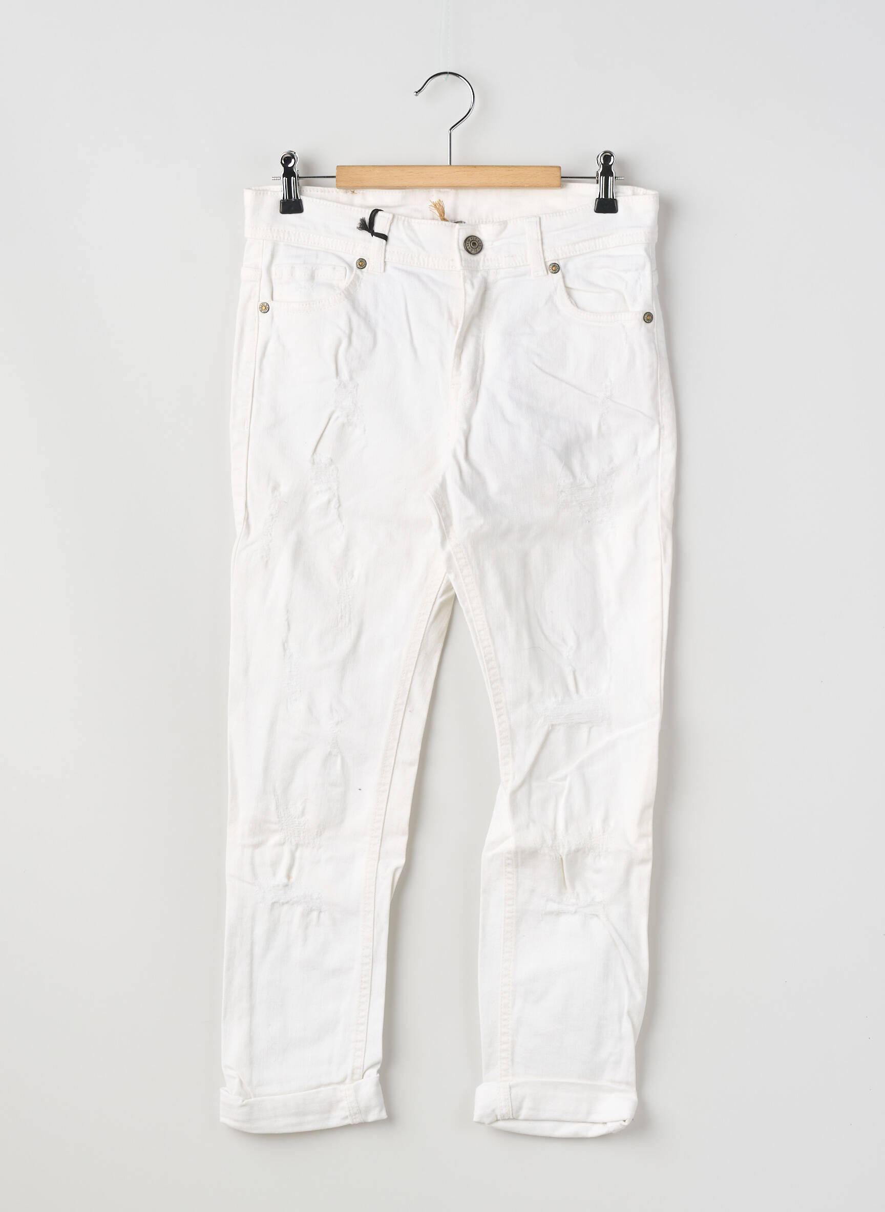 Jeans coupe slim poches blanc PLEASE garçon