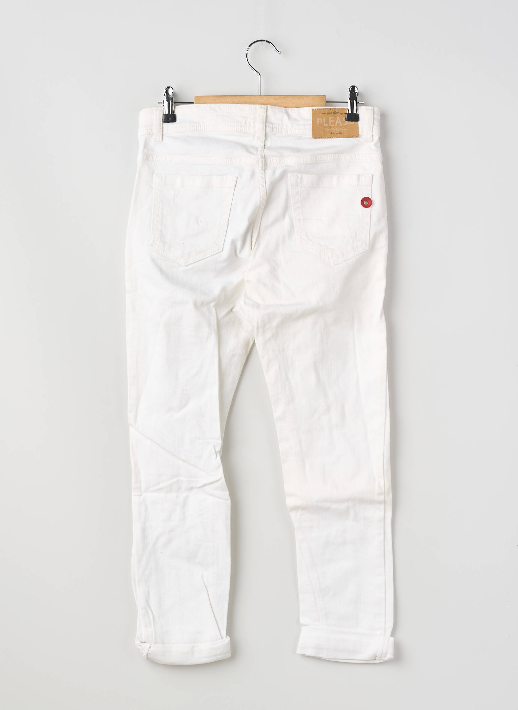 Jeans coupe slim poches blanc PLEASE garçon