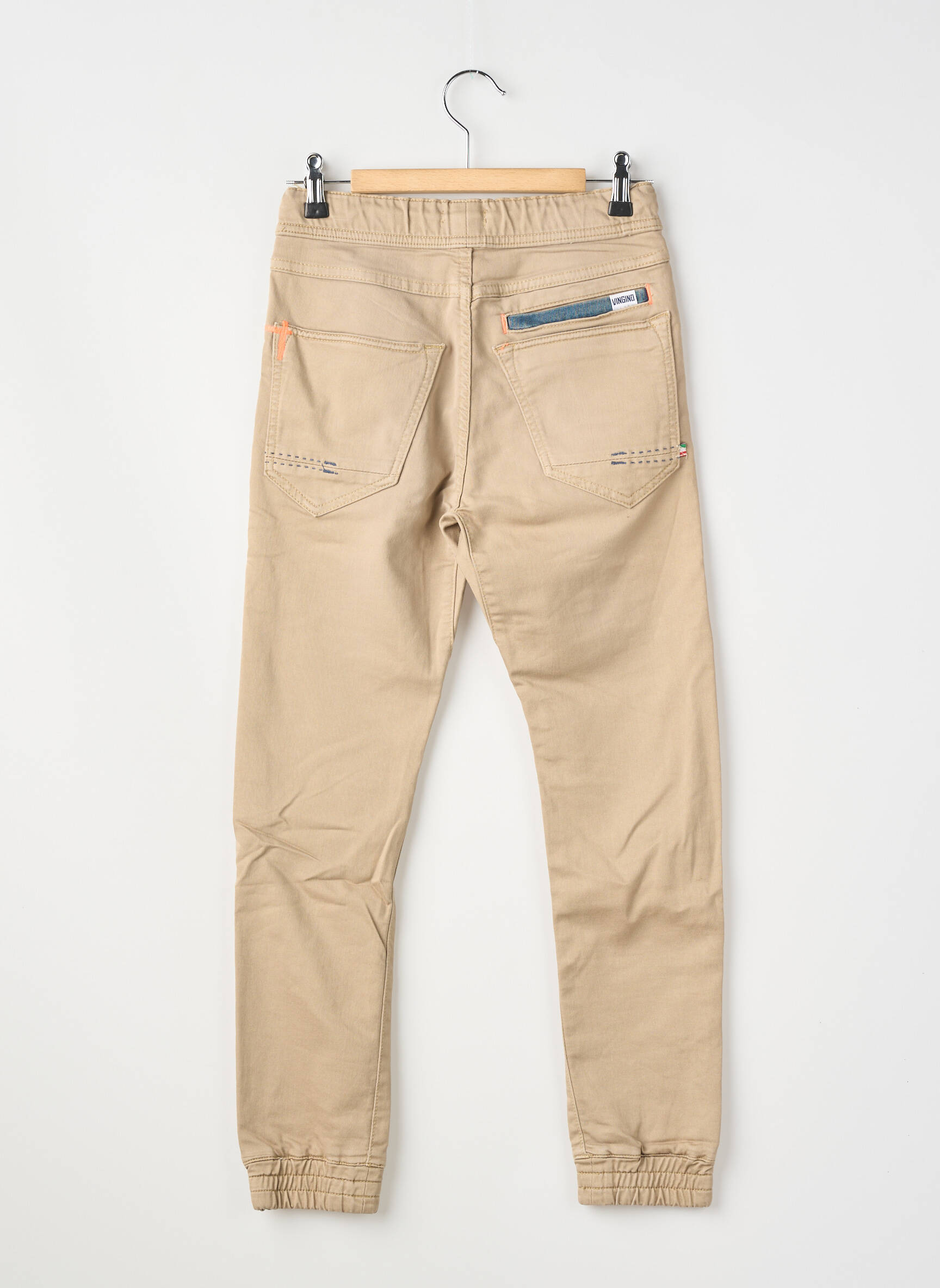Pantalon slim fermeture liens à nouer taille élastique beige VINGINO garçon