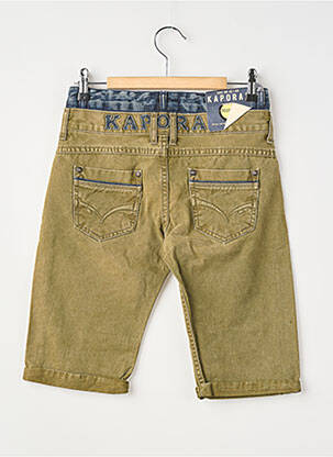 Bermuda tissage denim taille ajustable vert KAPORAL garçon