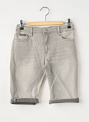 Bermuda tissage denim taille ajustable gris KAPORAL garçon