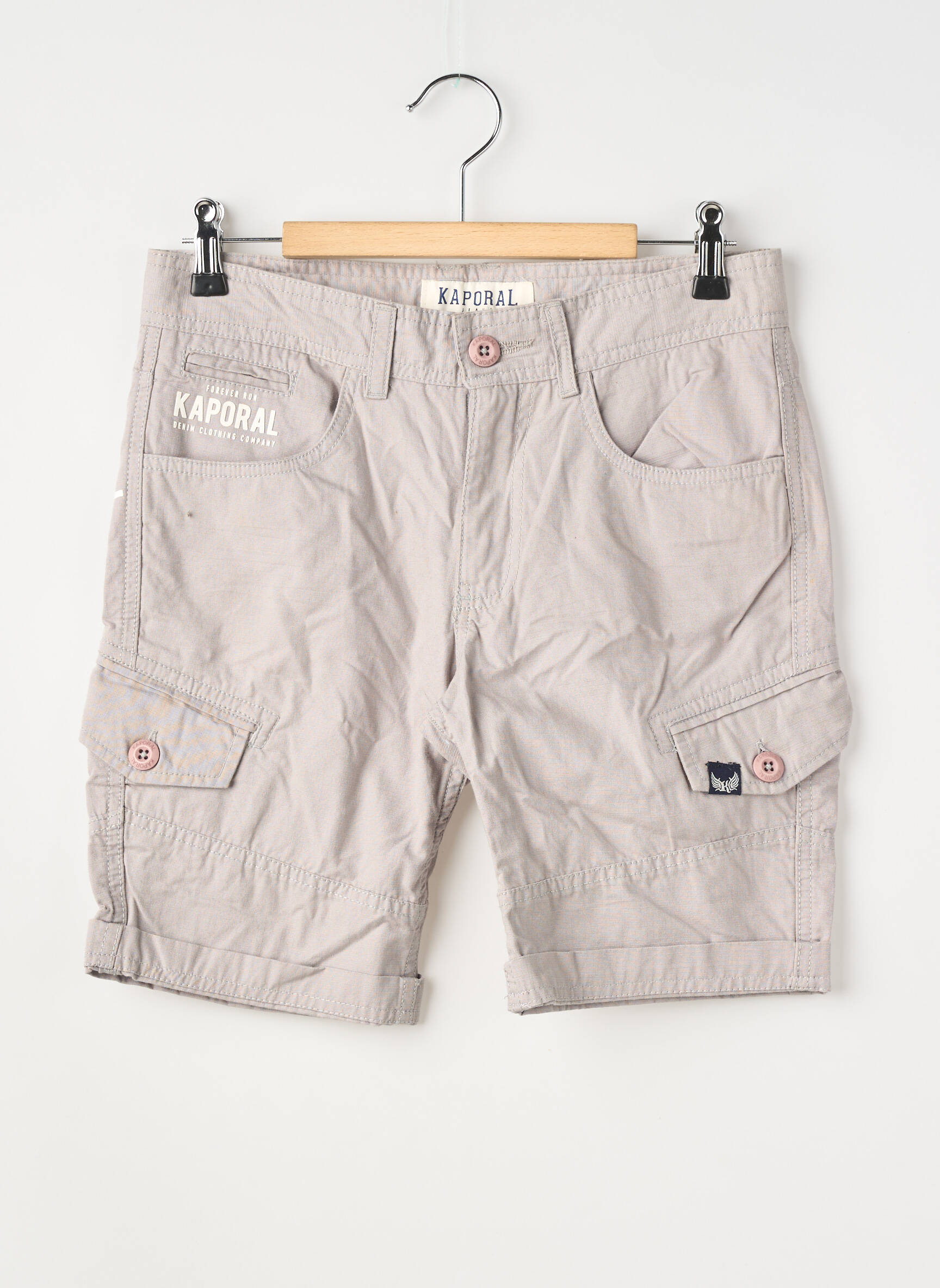 Bermuda fermeture zippée sous rabat boutonné taille ajustable gris KAPORAL garçon