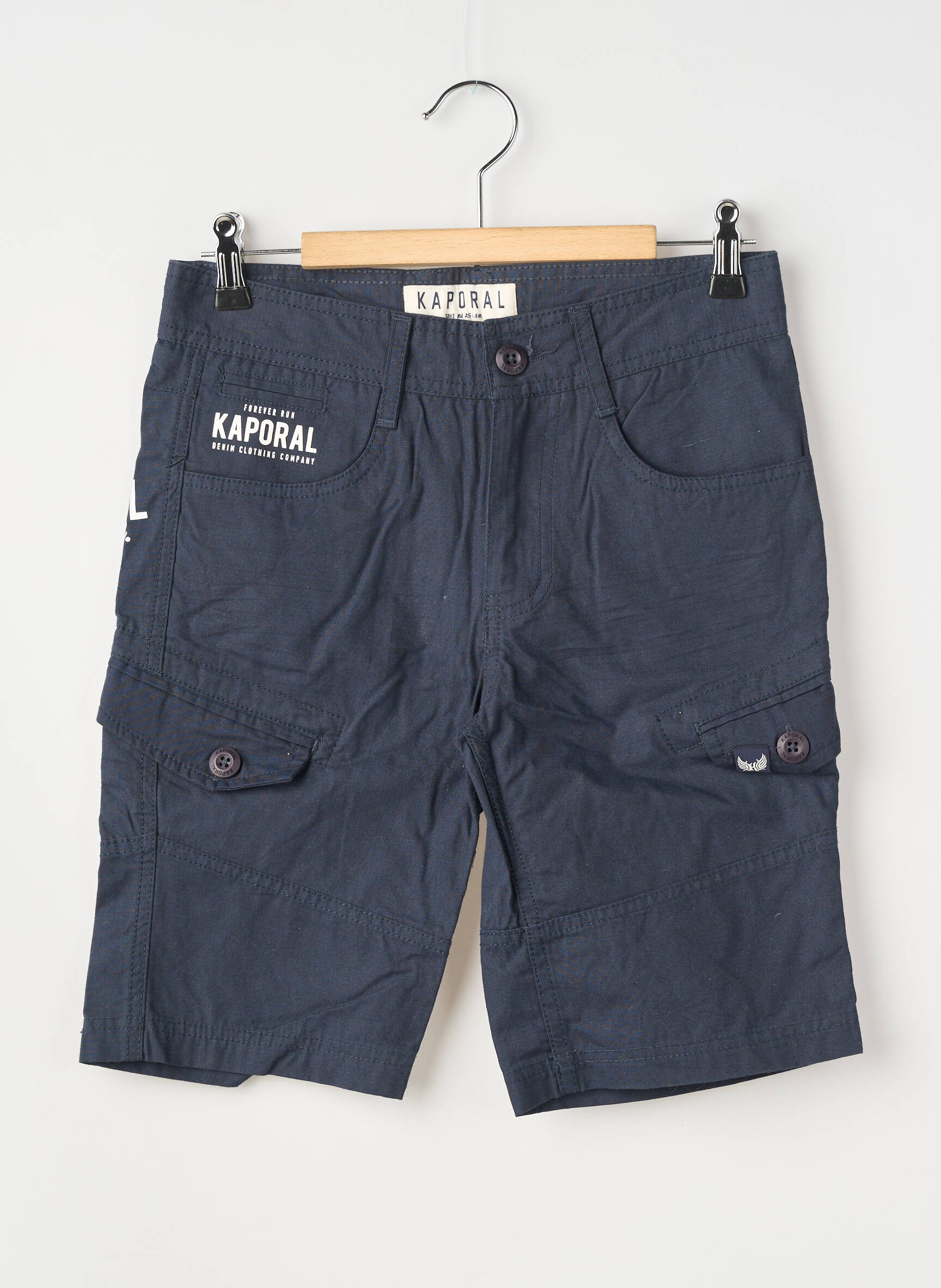 Bermuda fermeture zippée sous rabat boutonné taille ajustable bleu KAPORAL garçon
