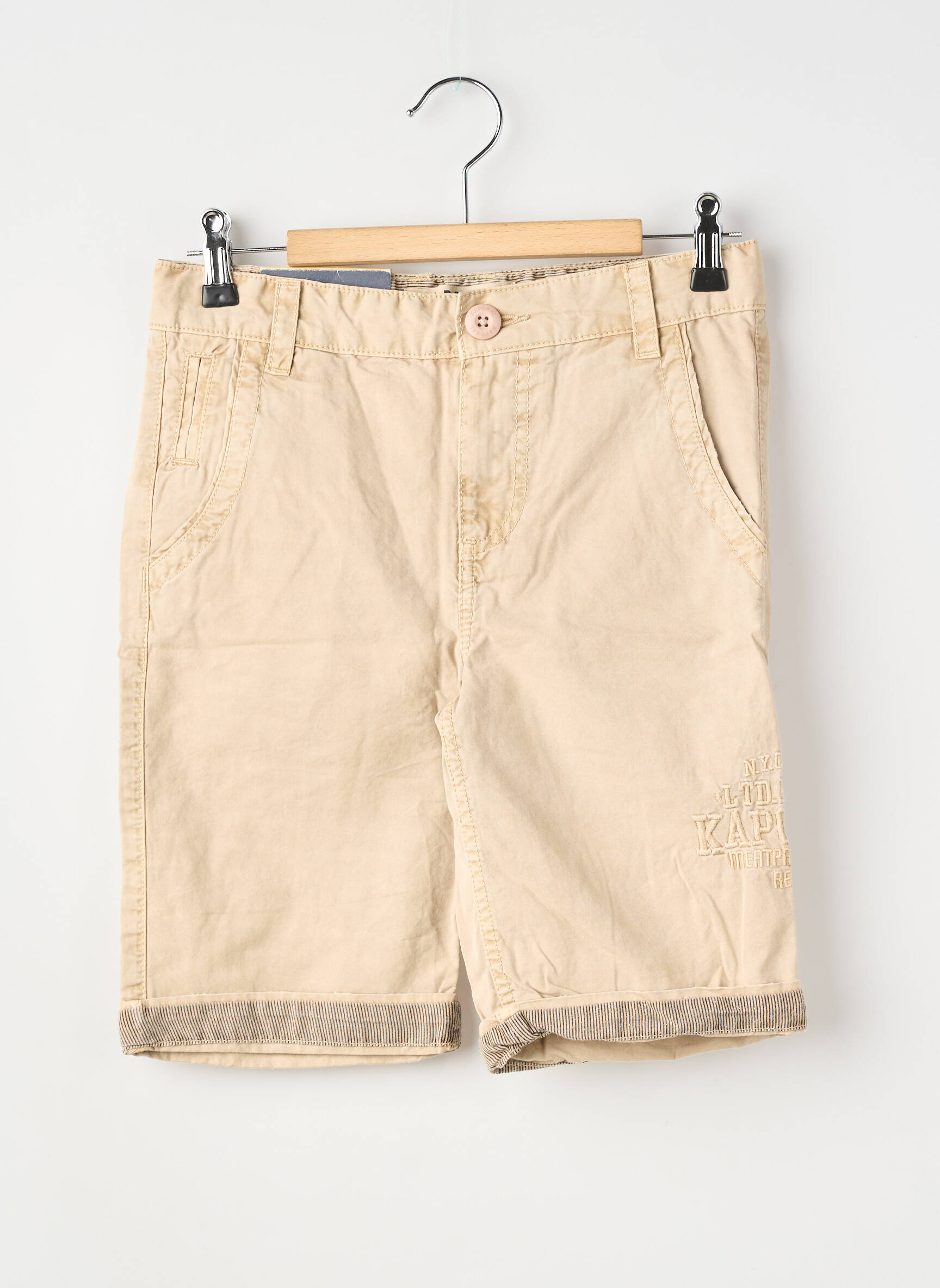 Bermuda fermeture zippée sous rabat boutonné taille ajustable beige KAPORAL garçon