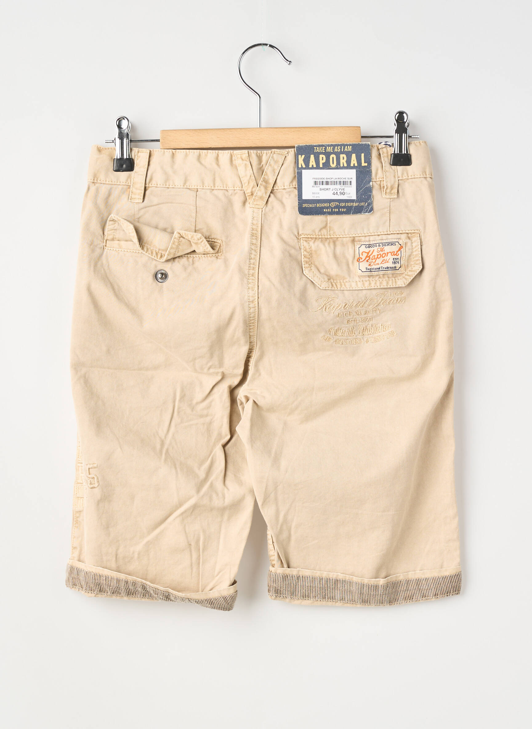 Bermuda fermeture zippée sous rabat boutonné taille ajustable beige KAPORAL garçon