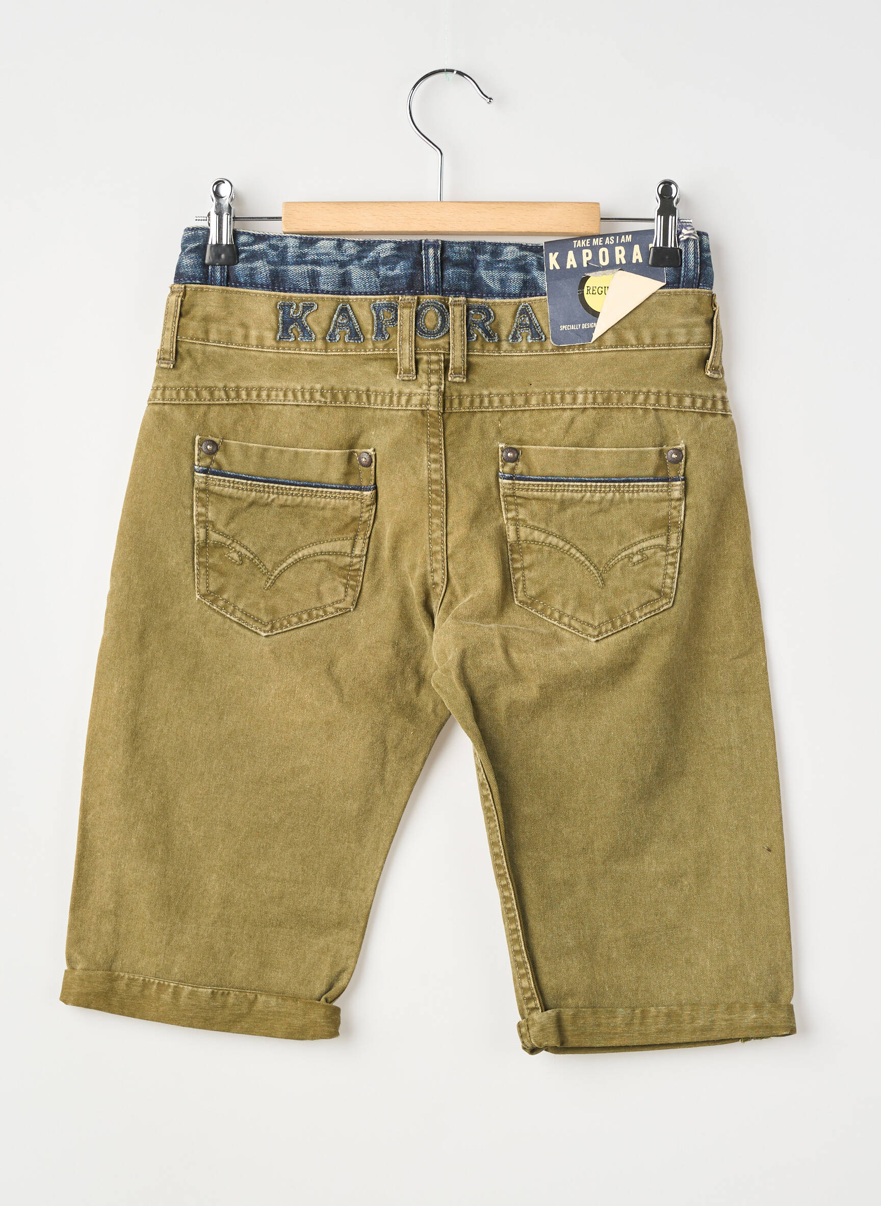 Bermuda tissage denim taille ajustable vert KAPORAL garçon