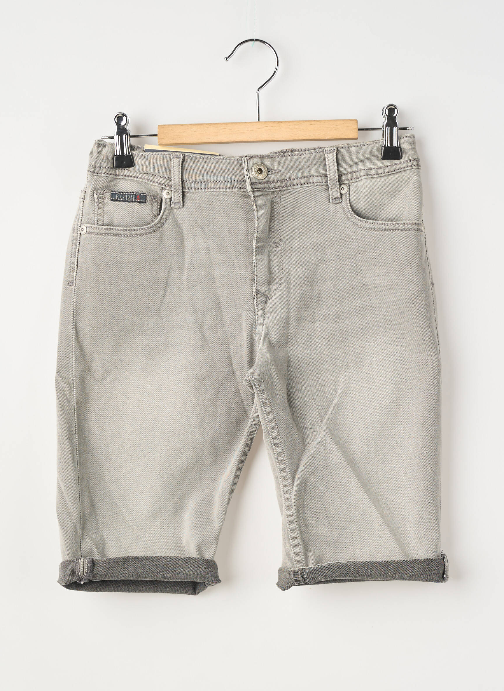 Bermuda tissage denim taille ajustable gris KAPORAL garçon