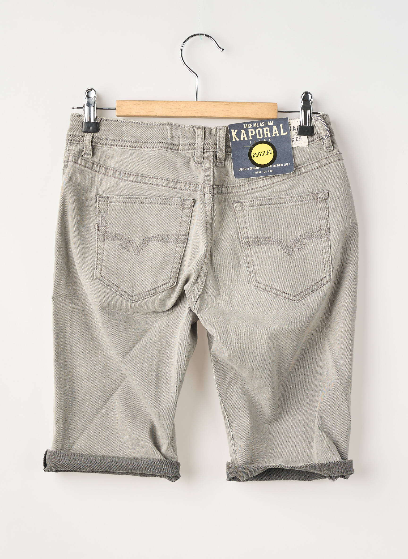 Bermuda tissage denim taille ajustable gris KAPORAL garçon