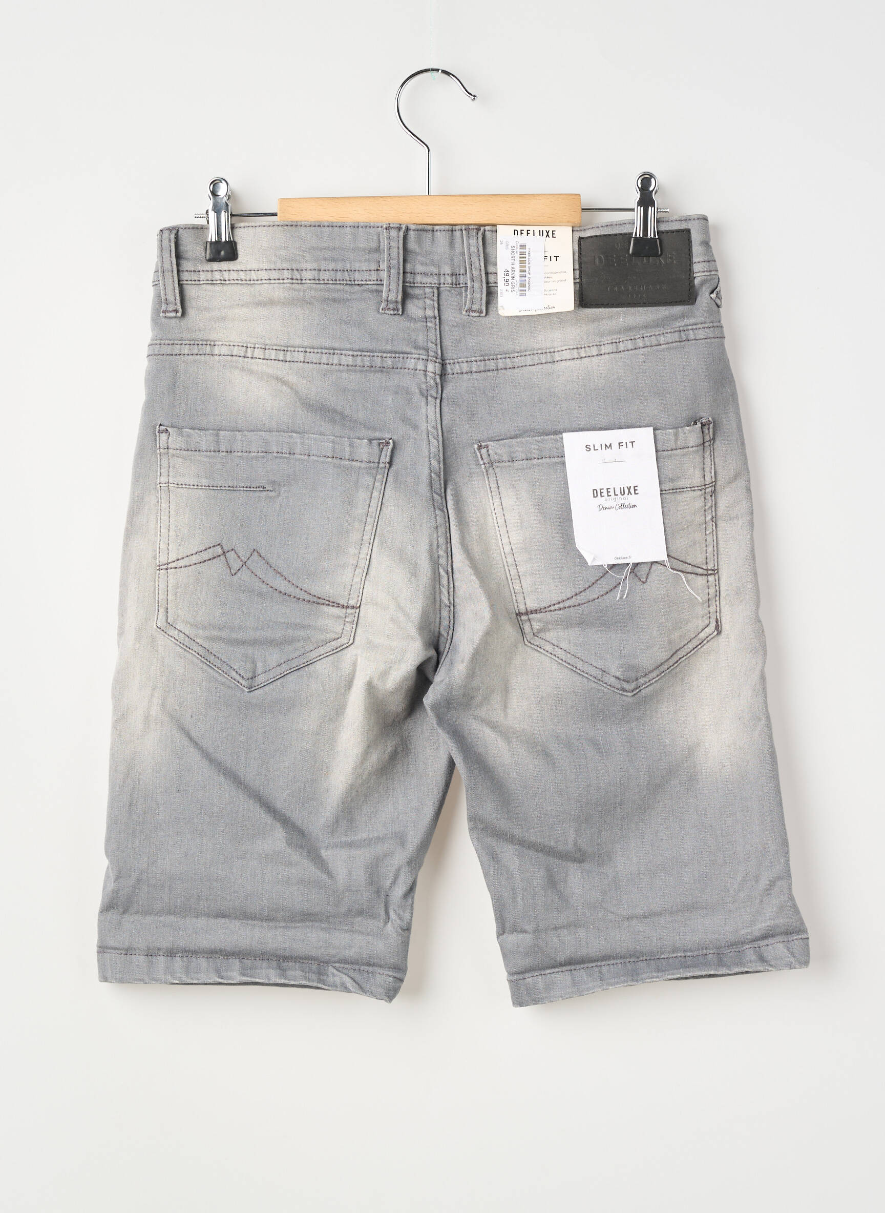 Bermuda tissage denim taille normale gris DEELUXE homme