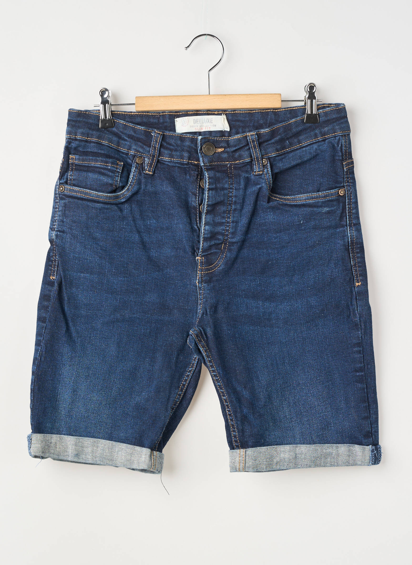 Short fermeture zippée sous rabat boutonné taille normale bleu DEELUXE homme