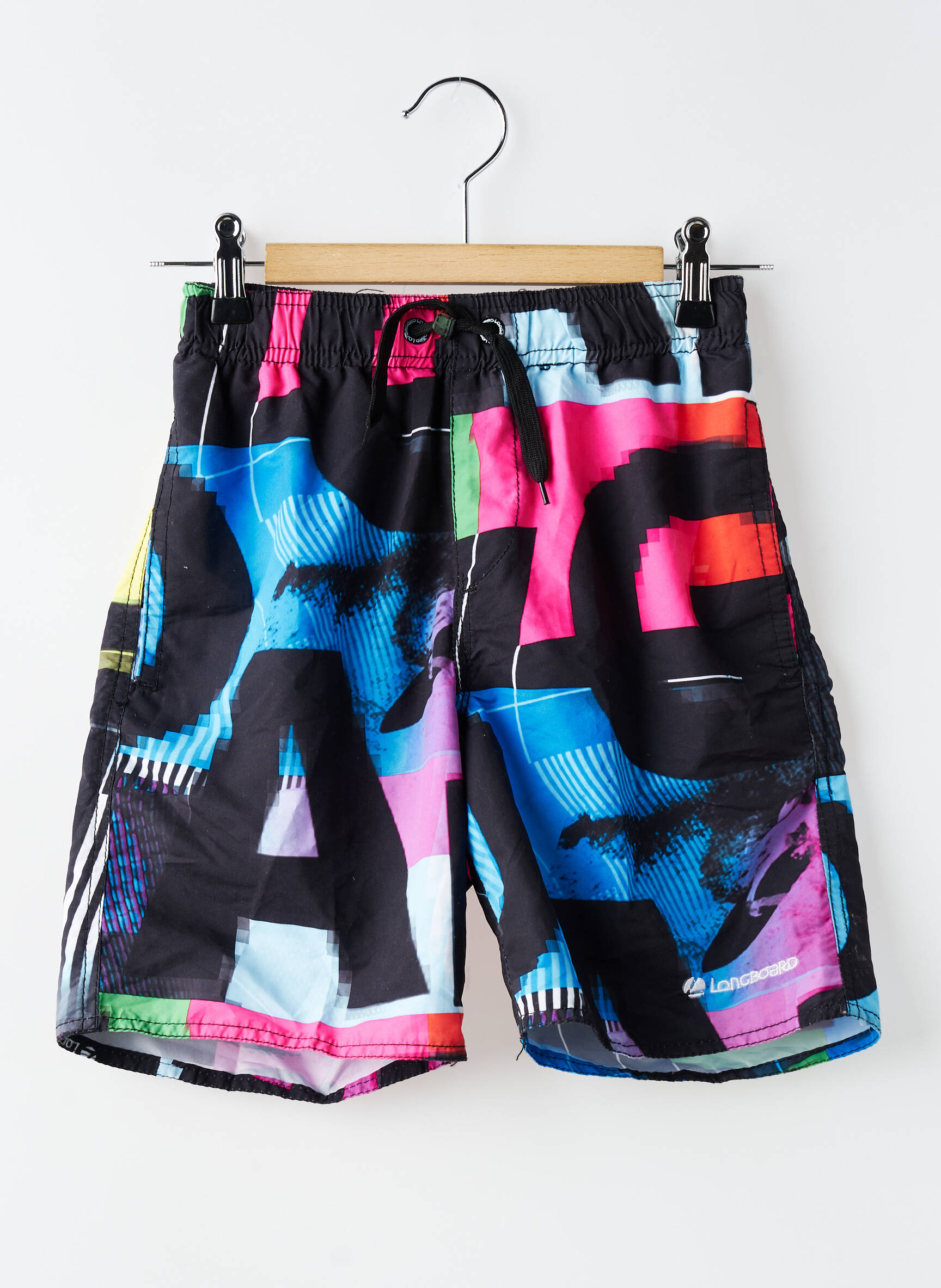 Short de bain imprimé fantaisie noir LONGBOARD garçon
