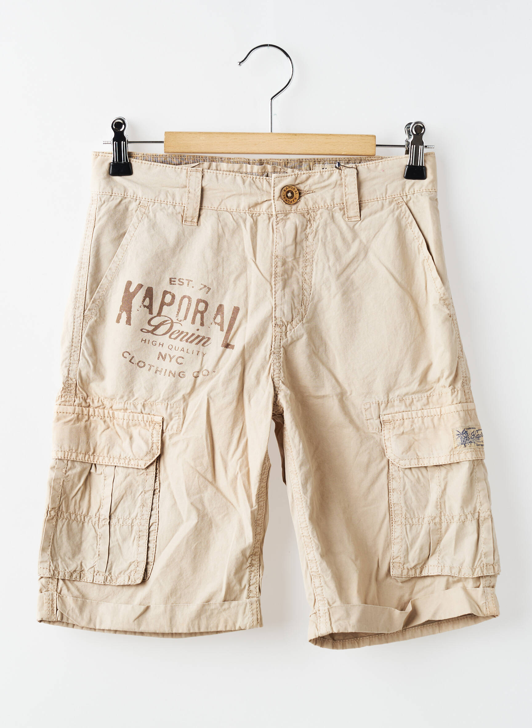 Bermuda fermeture zippée sous rabat boutonné taille ajustable beige KAPORAL garçon
