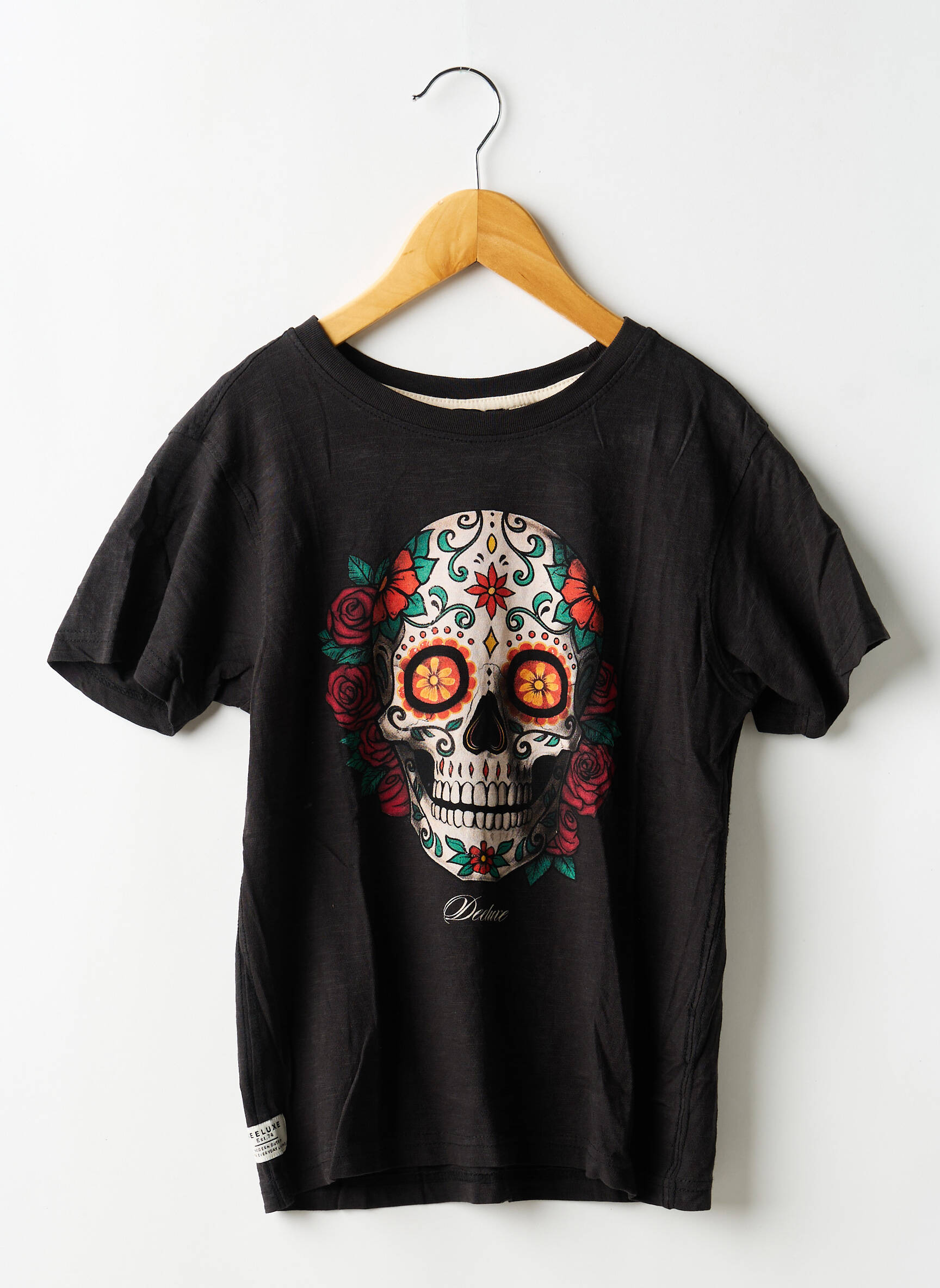 T-shirt stretch manches courtes noir DEELUXE garçon
