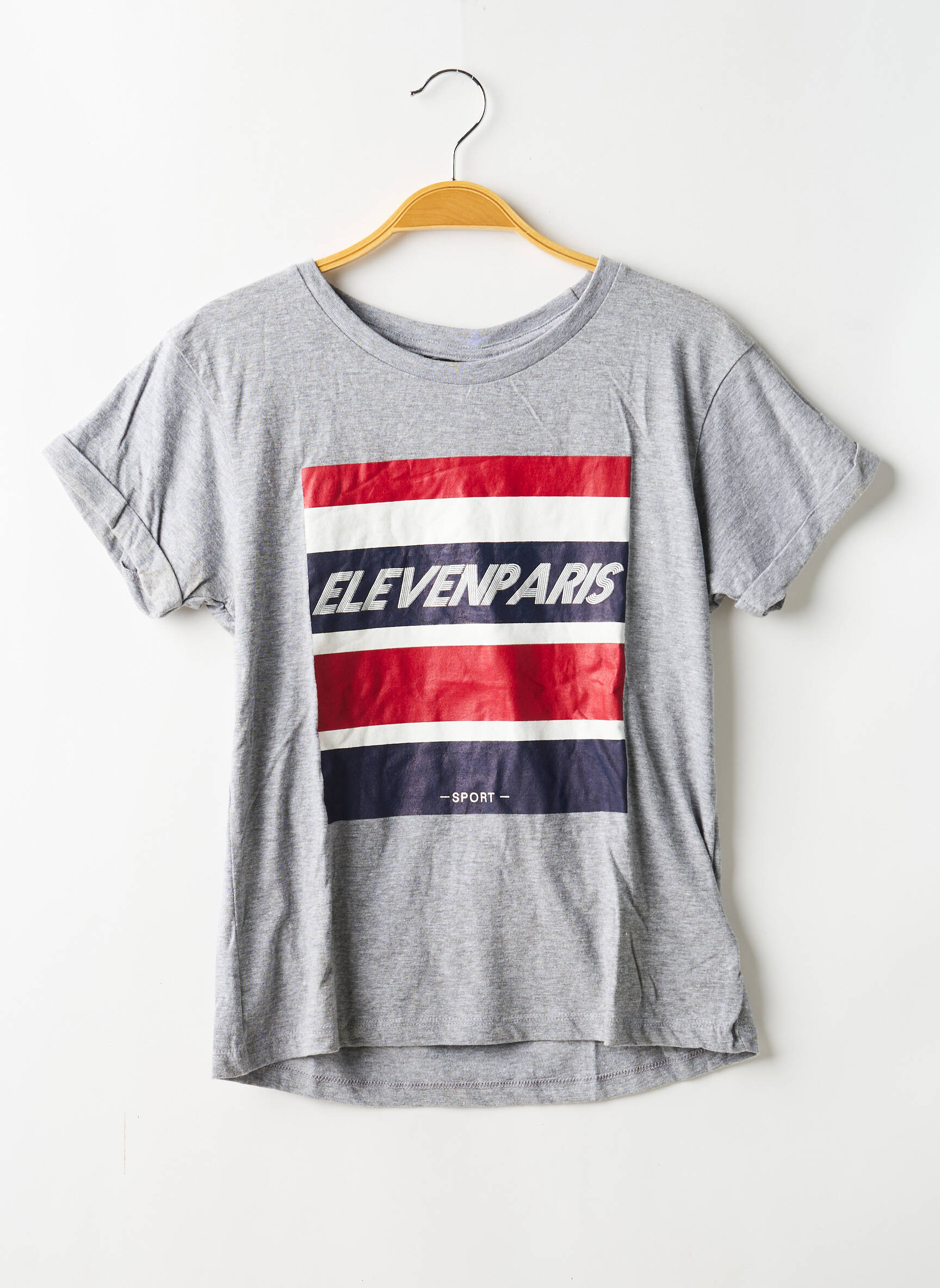 T-shirt stretch manches courtes gris ELEVEN PARIS garçon
