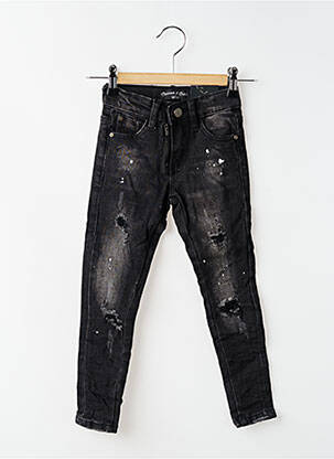 Jeans coupe slim effet usé délavé taille ajustable noir SQUARED & CUBED fille