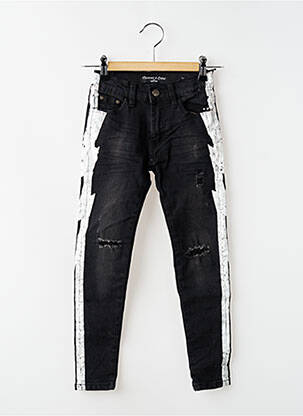 Jeans coupe slim effet usé délavé taille ajustable noir SQUARED & CUBED fille