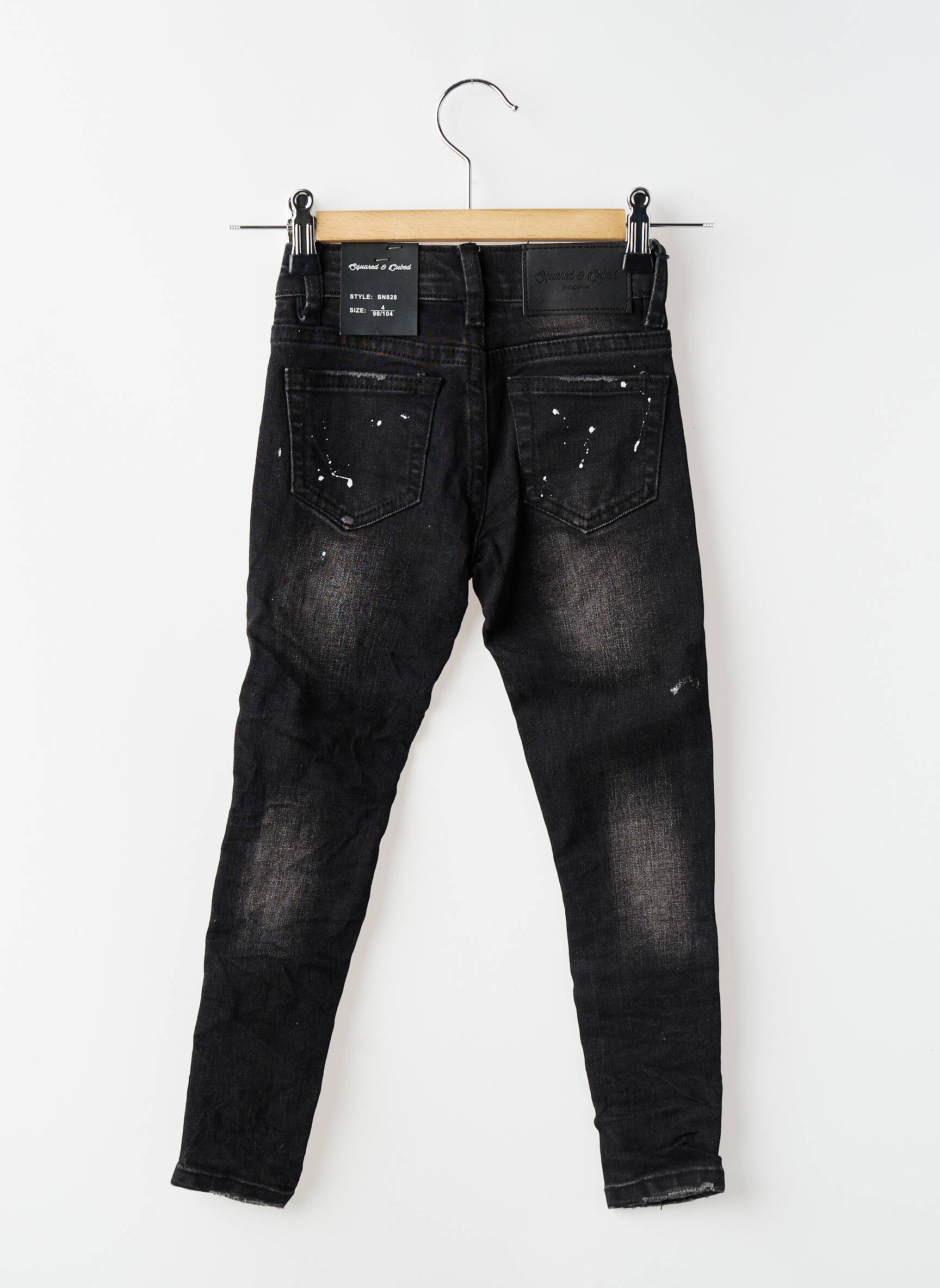 Jeans coupe slim effet usé délavé taille ajustable noir SQUARED & CUBED fille