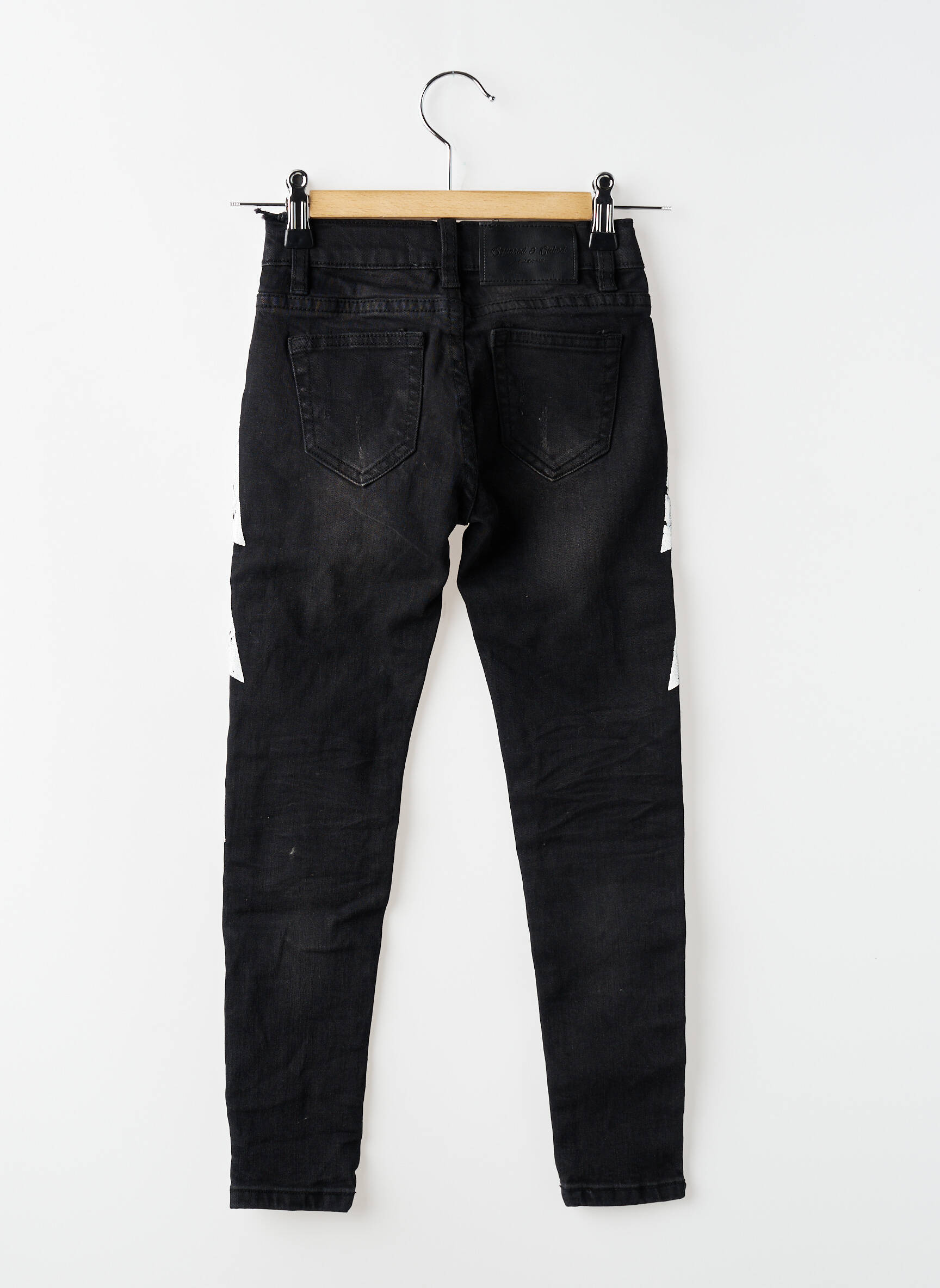 Jeans coupe slim effet usé délavé taille ajustable noir SQUARED & CUBED fille