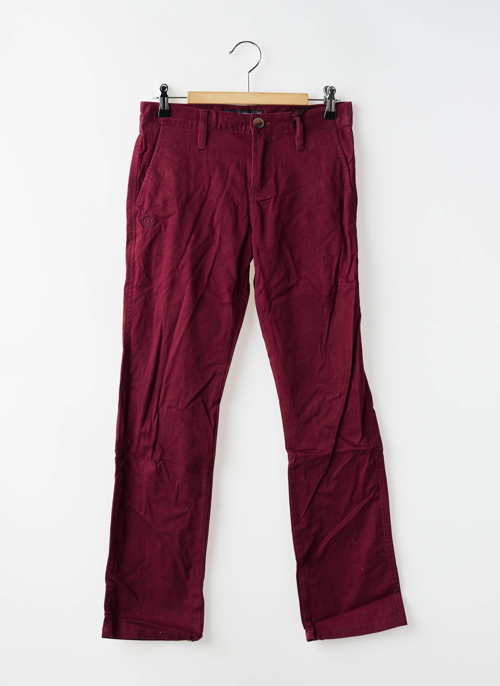 Pantalon chino tissage popeline taille à pinces rouge ELEMENT garçon