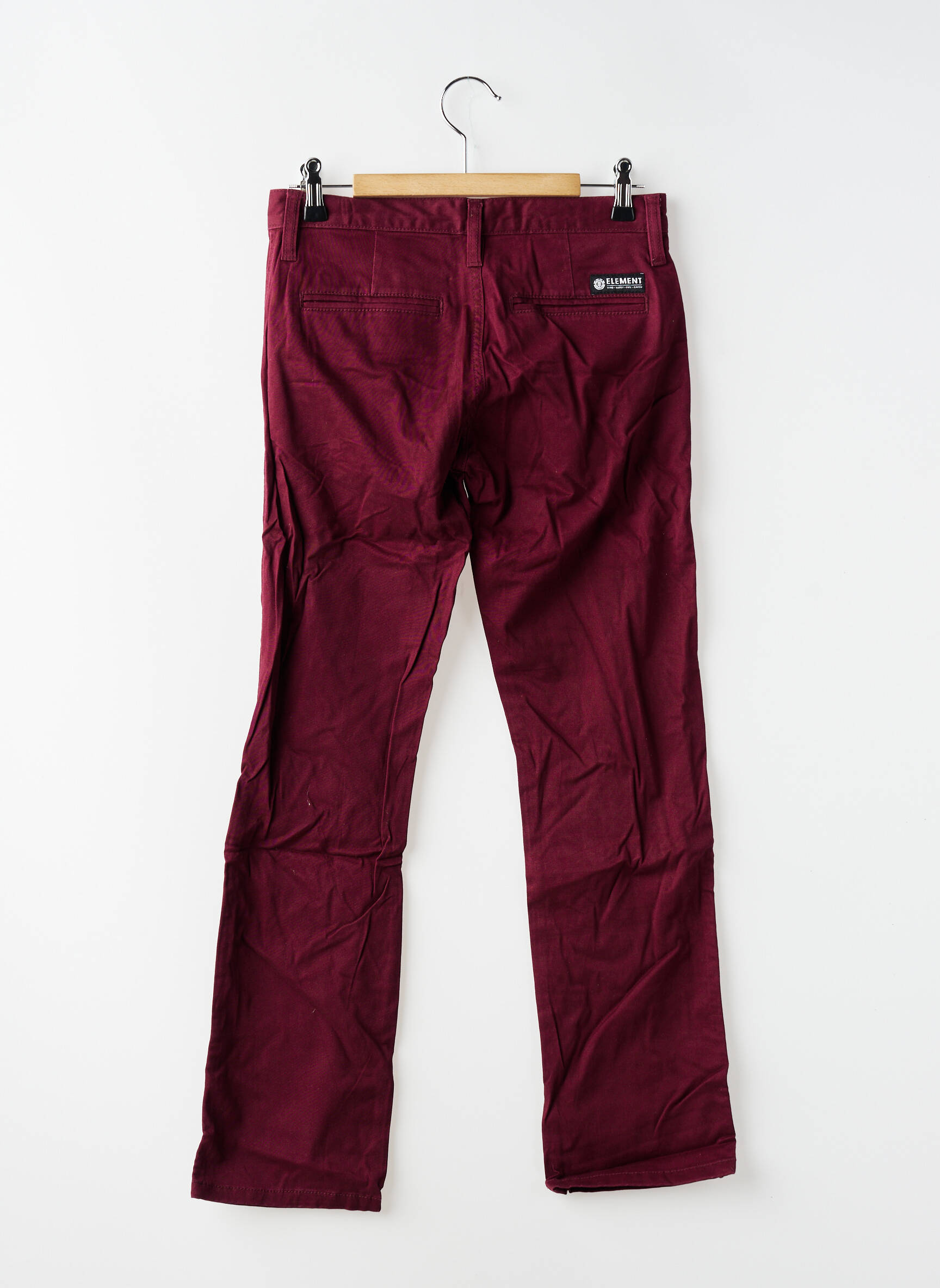 Pantalon chino tissage popeline taille à pinces rouge ELEMENT garçon