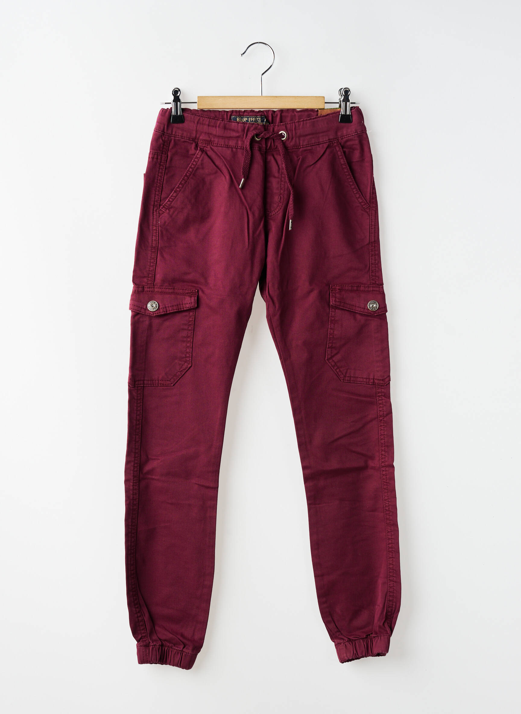 Pantalon cargo tissage popeline taille élastique rouge BLUE EFFECT garçon
