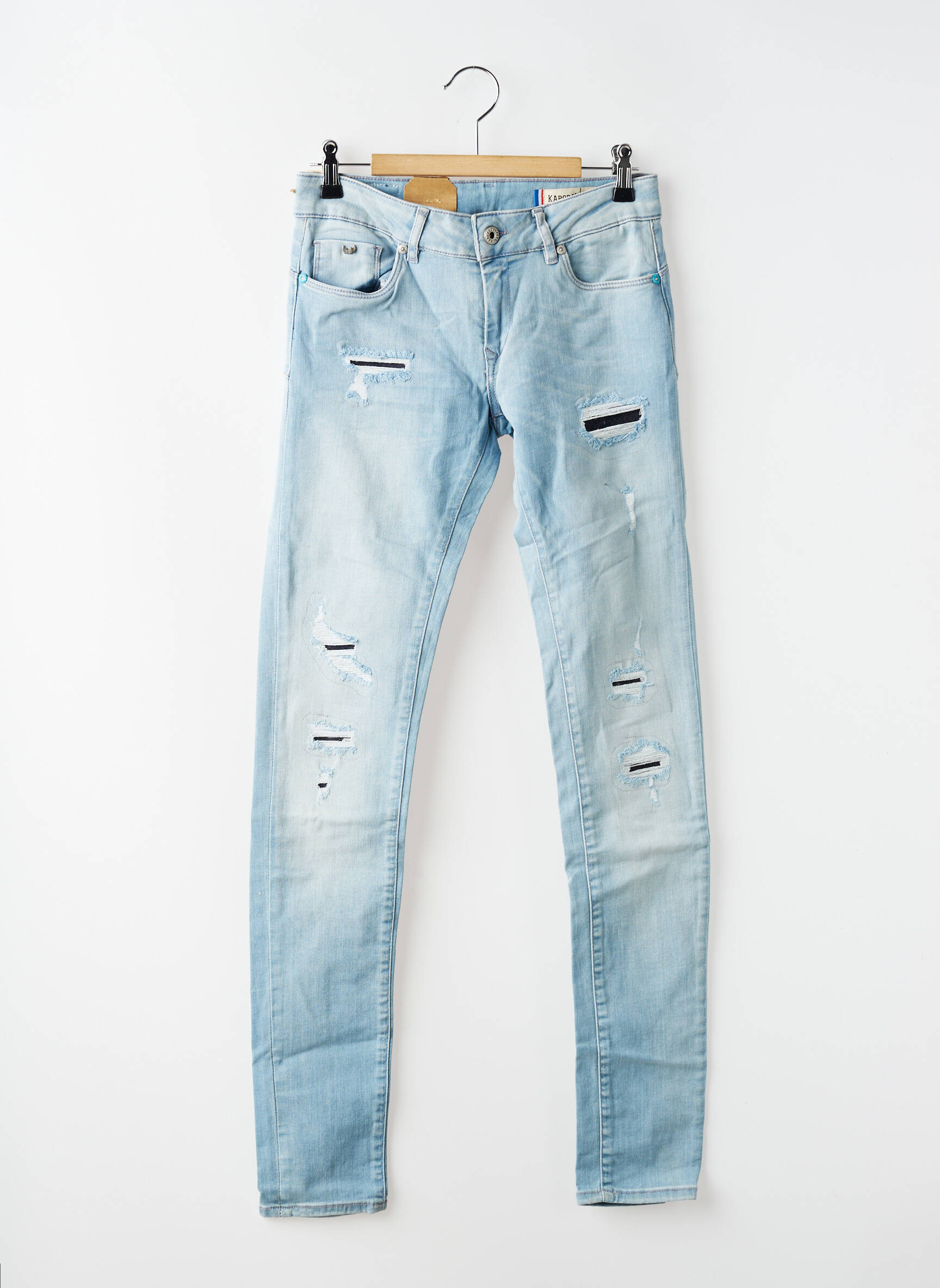 Jeans coupe slim effet usé délavé taille basse bleu KAPORAL femme