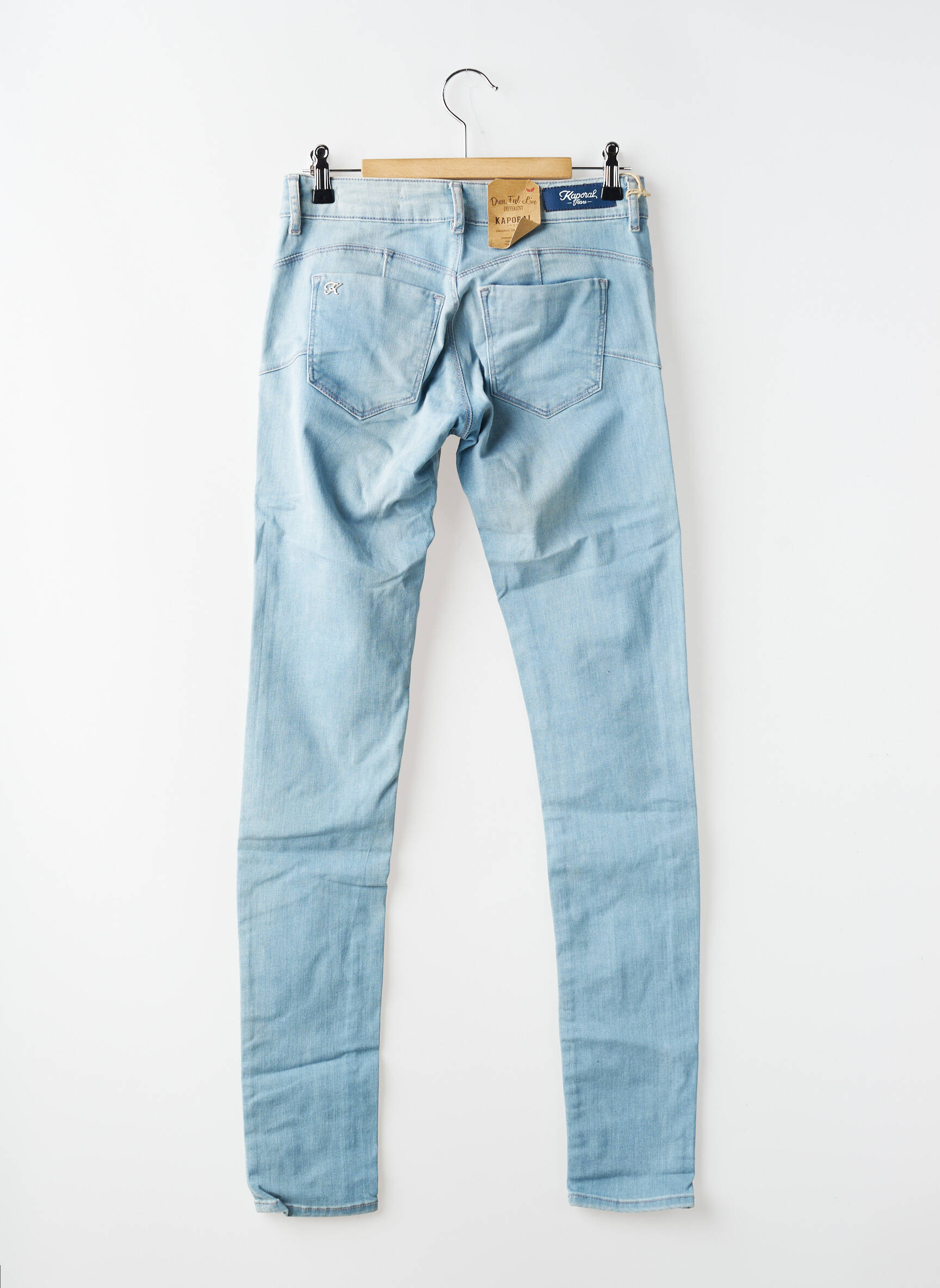 Jeans coupe slim effet usé délavé taille basse bleu KAPORAL femme