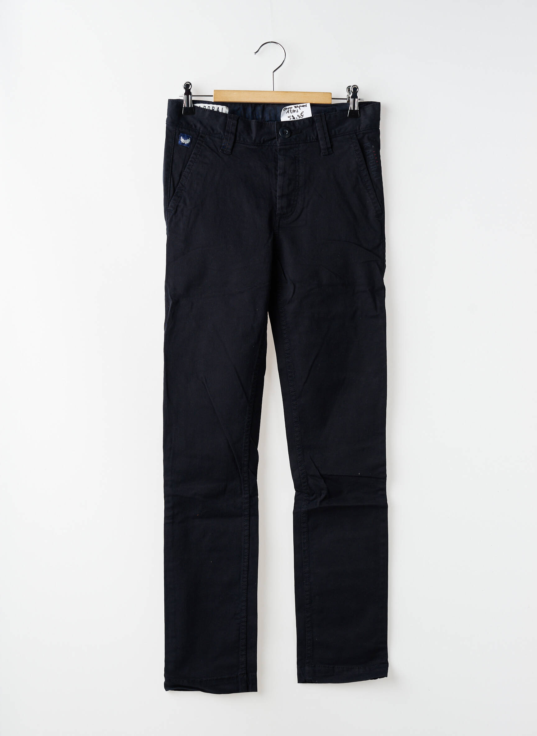 Pantalon chino tissage popeline taille ajustable noir KAPORAL garçon