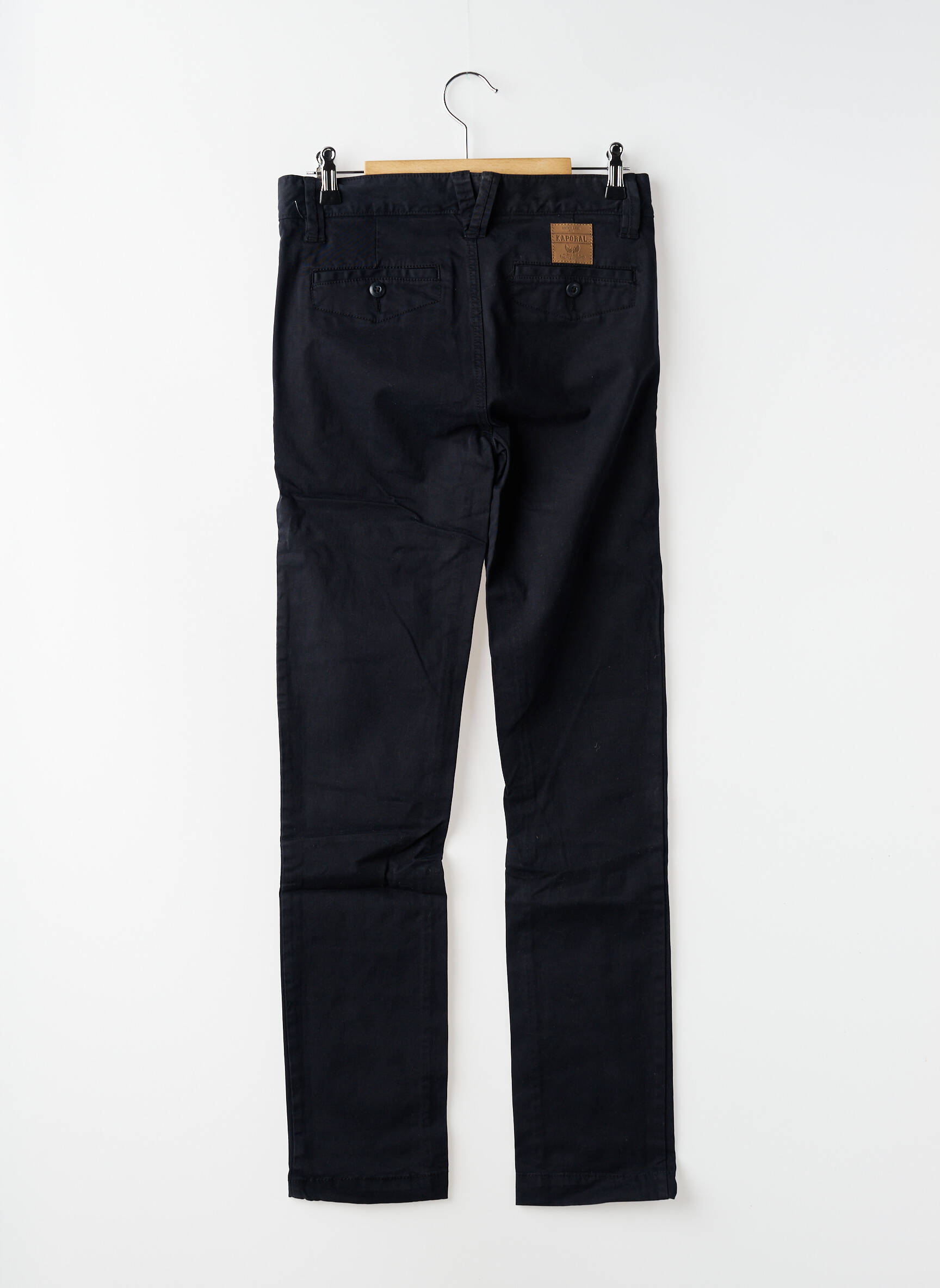 Pantalon chino tissage popeline taille ajustable noir KAPORAL garçon