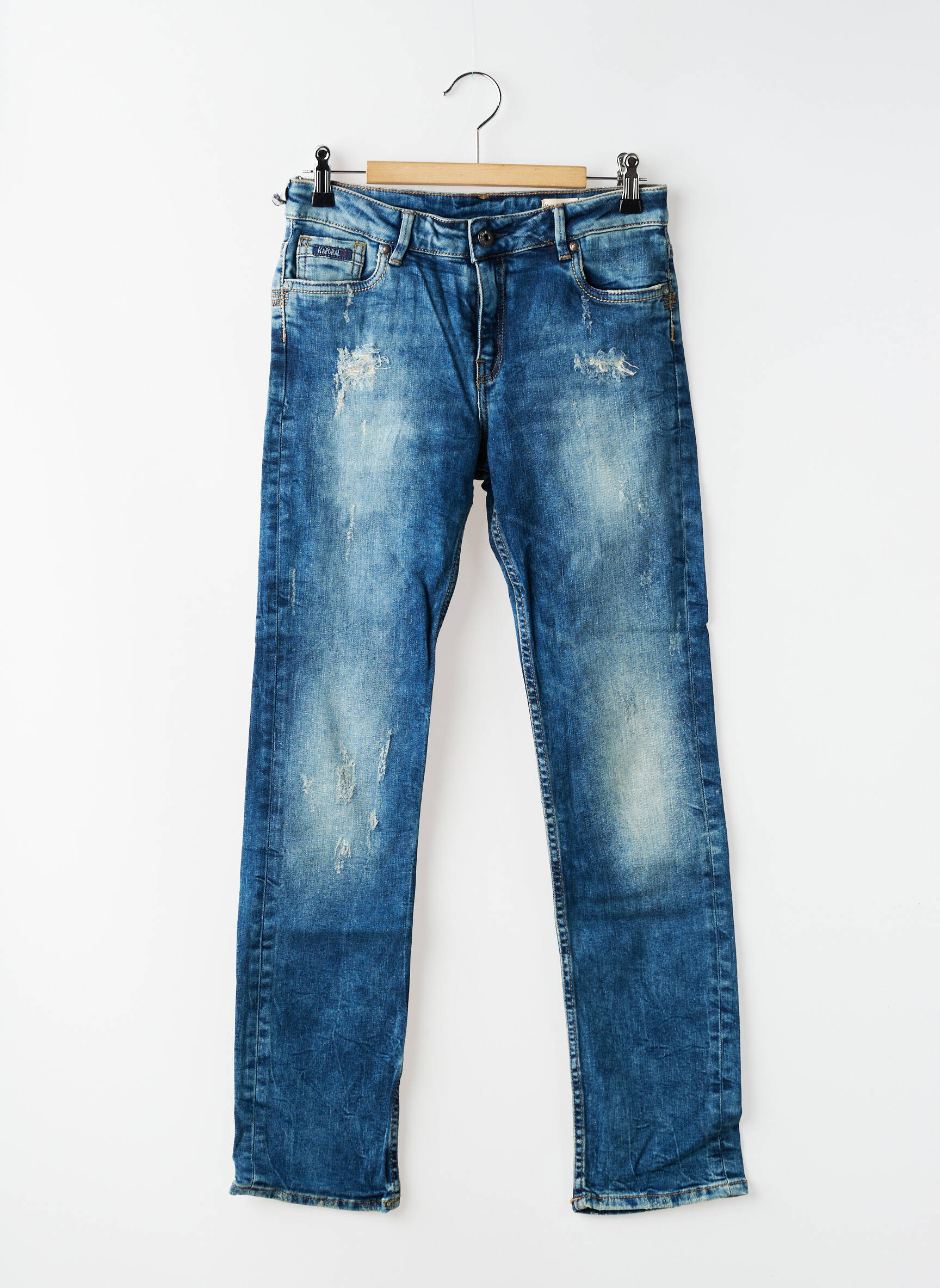 Jeans coupe droite stretch taille ajustable bleu KARPOS garçon