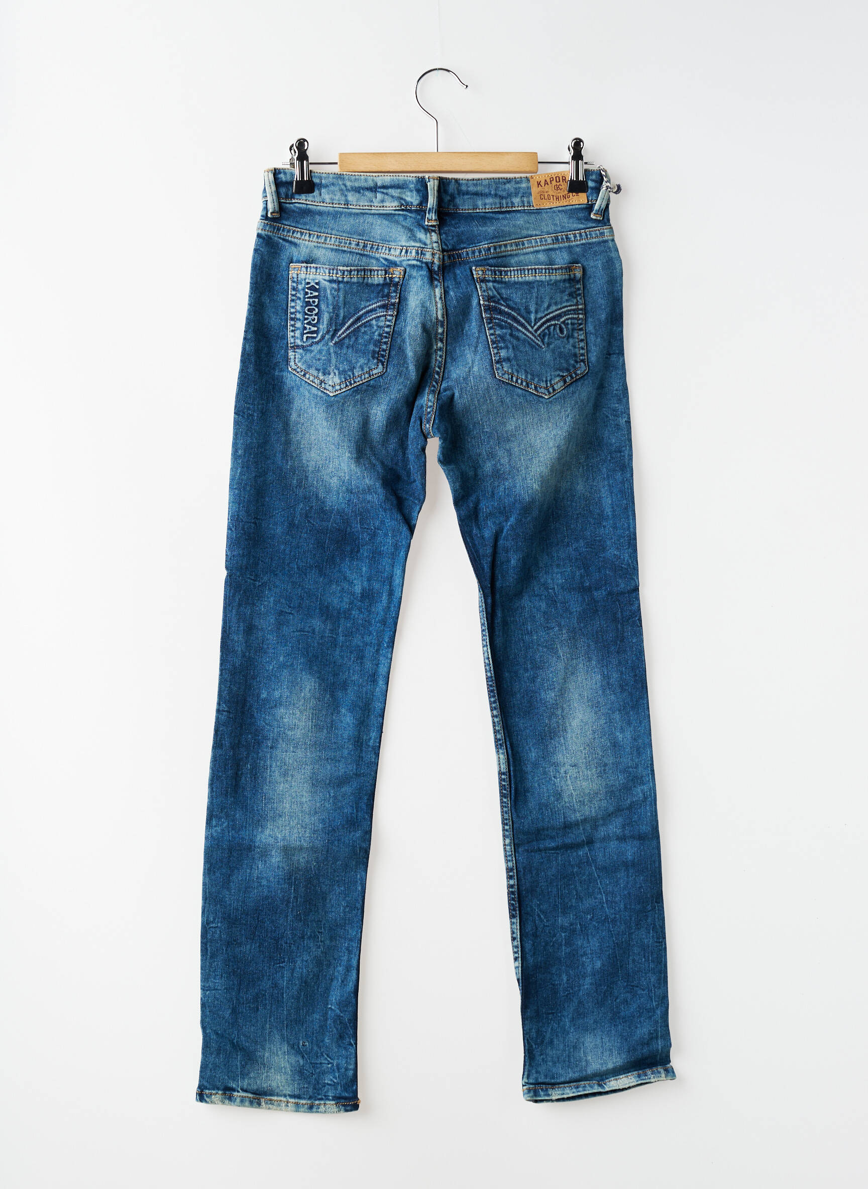 Jeans coupe droite stretch taille ajustable bleu KARPOS garçon