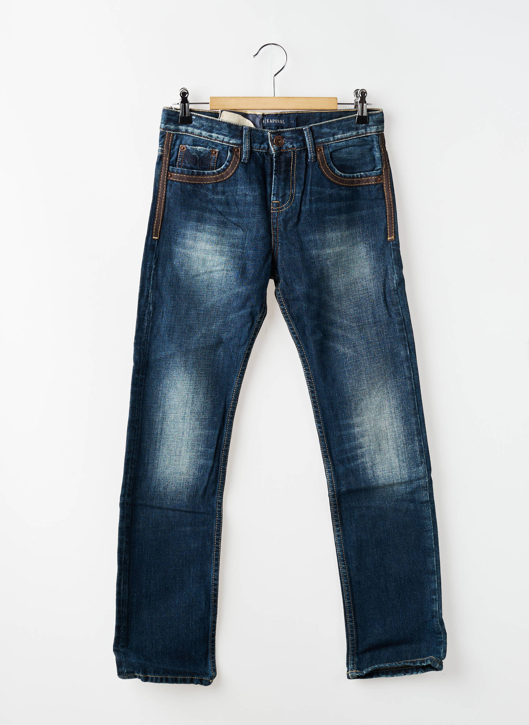 Jeans coupe droite stretch taille ajustable bleu KAPORAL garçon