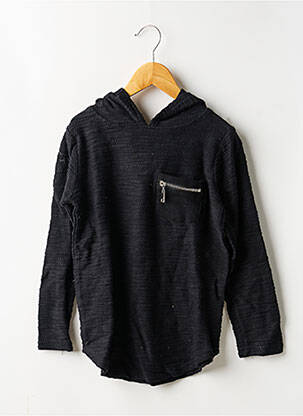 Sweat-shirt à capuche tissage jersey manches longues noir FREESIDE garçon