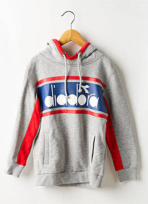 Sweat-shirt à capuche poches manches longues gris DIADORA garçon