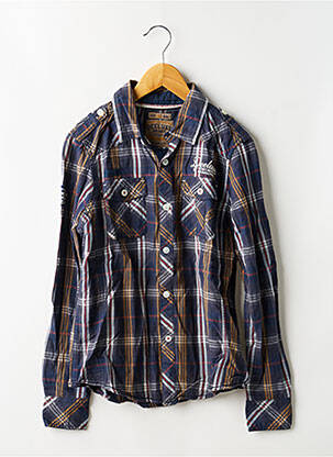 Chemise manches longues tissage popeline bleu DEELUXE garçon