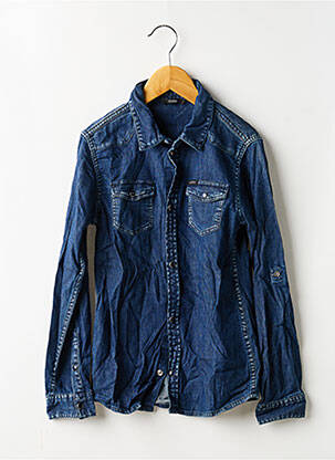 Chemise manches longues fermeture pressionnée bleu GUESS garçon