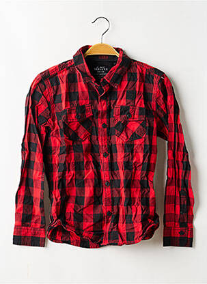 Chemise manches longues tissage popeline rouge DEELUXE garçon