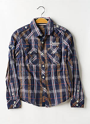 Chemise manches longues tissage popeline bleu DEELUXE garçon