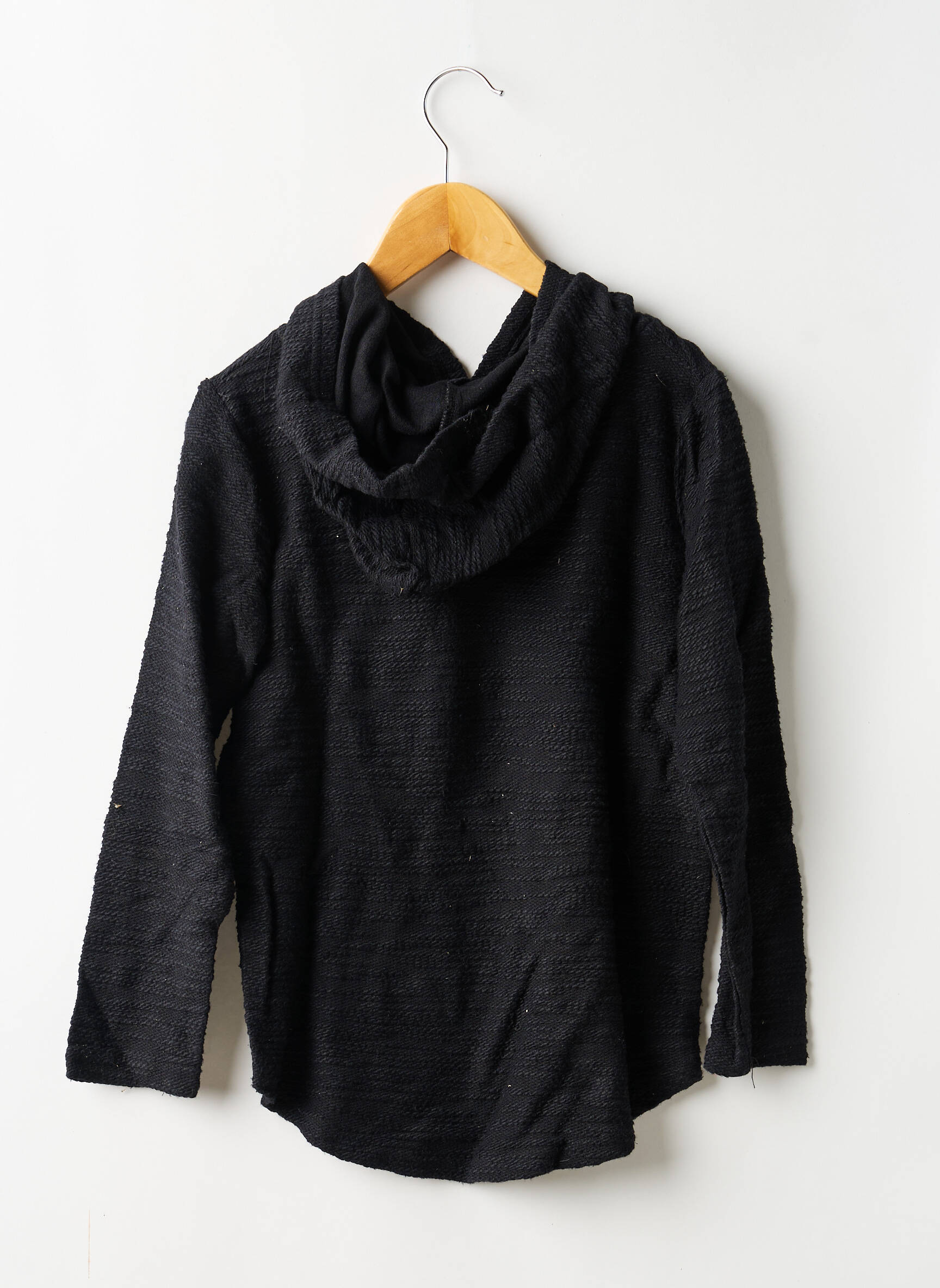 Sweat-shirt à capuche tissage jersey manches longues noir FREESIDE garçon