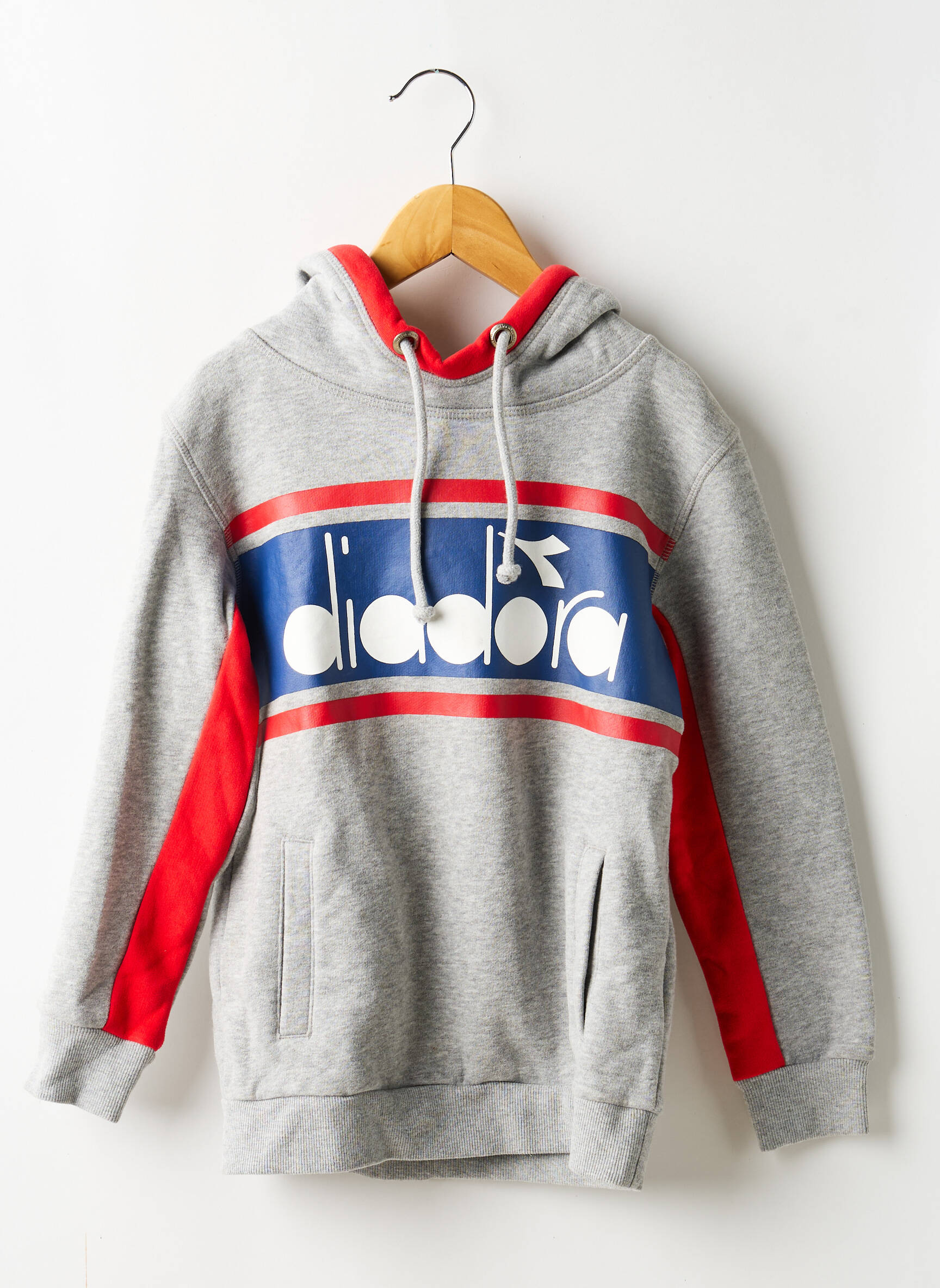Sweat-shirt à capuche poches manches longues gris DIADORA garçon
