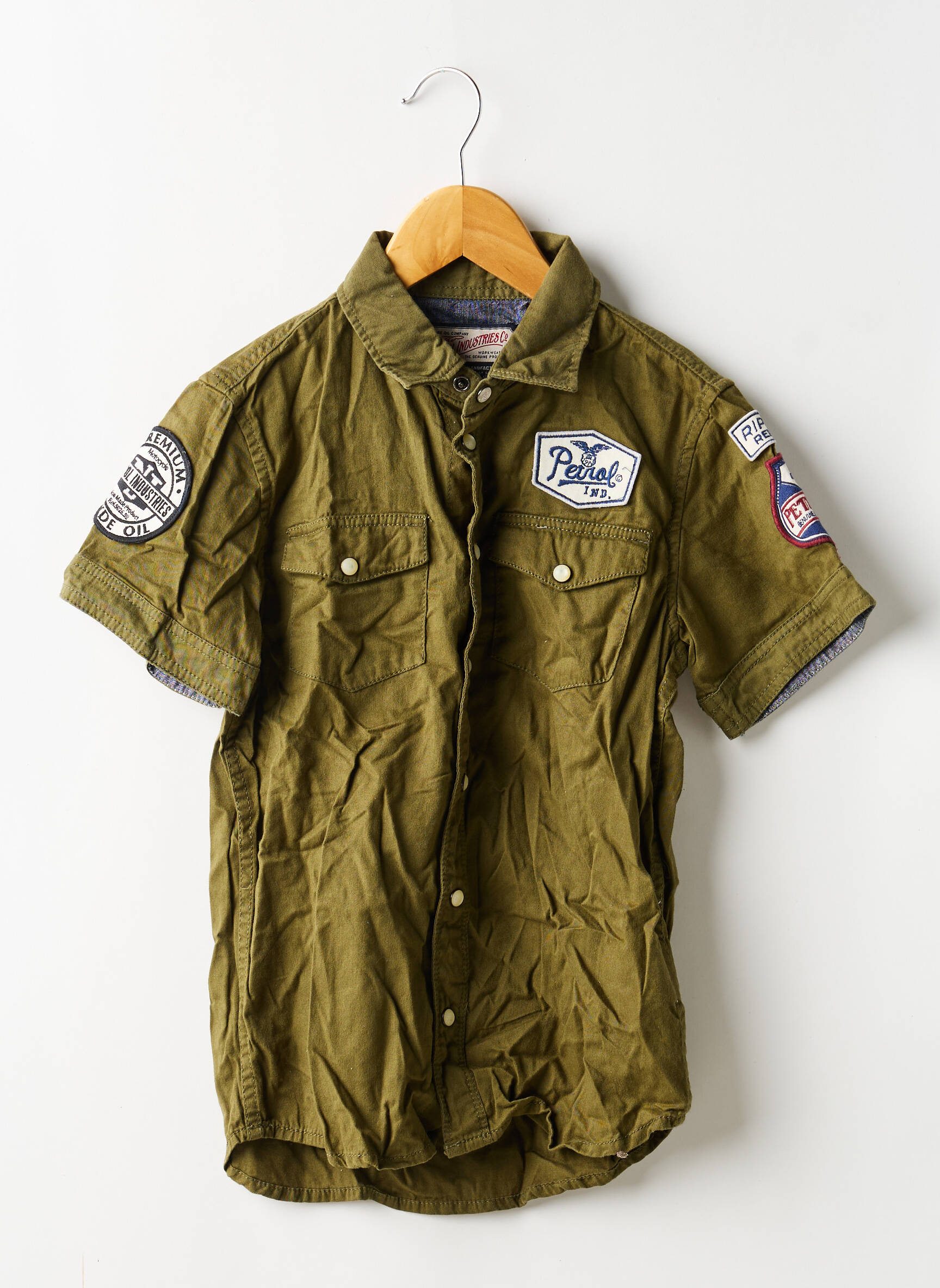 Chemise manches courtes broderie vert PETROL INDUSTRIES garçon