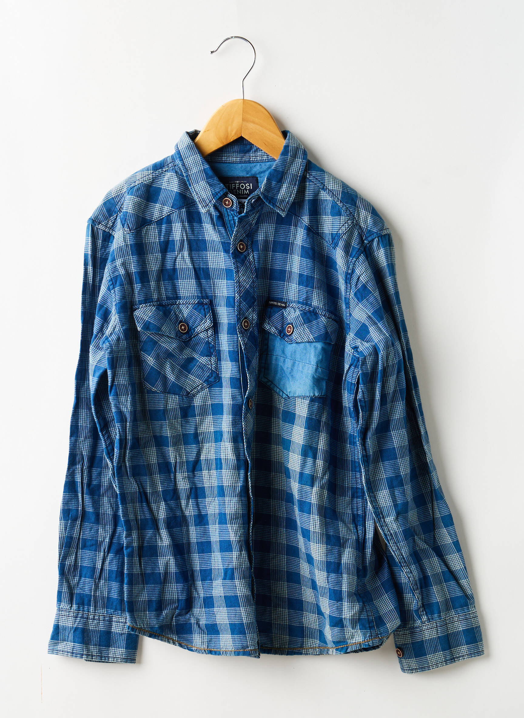 Chemise manches longues tissage popeline bleu TIFFOSI garçon