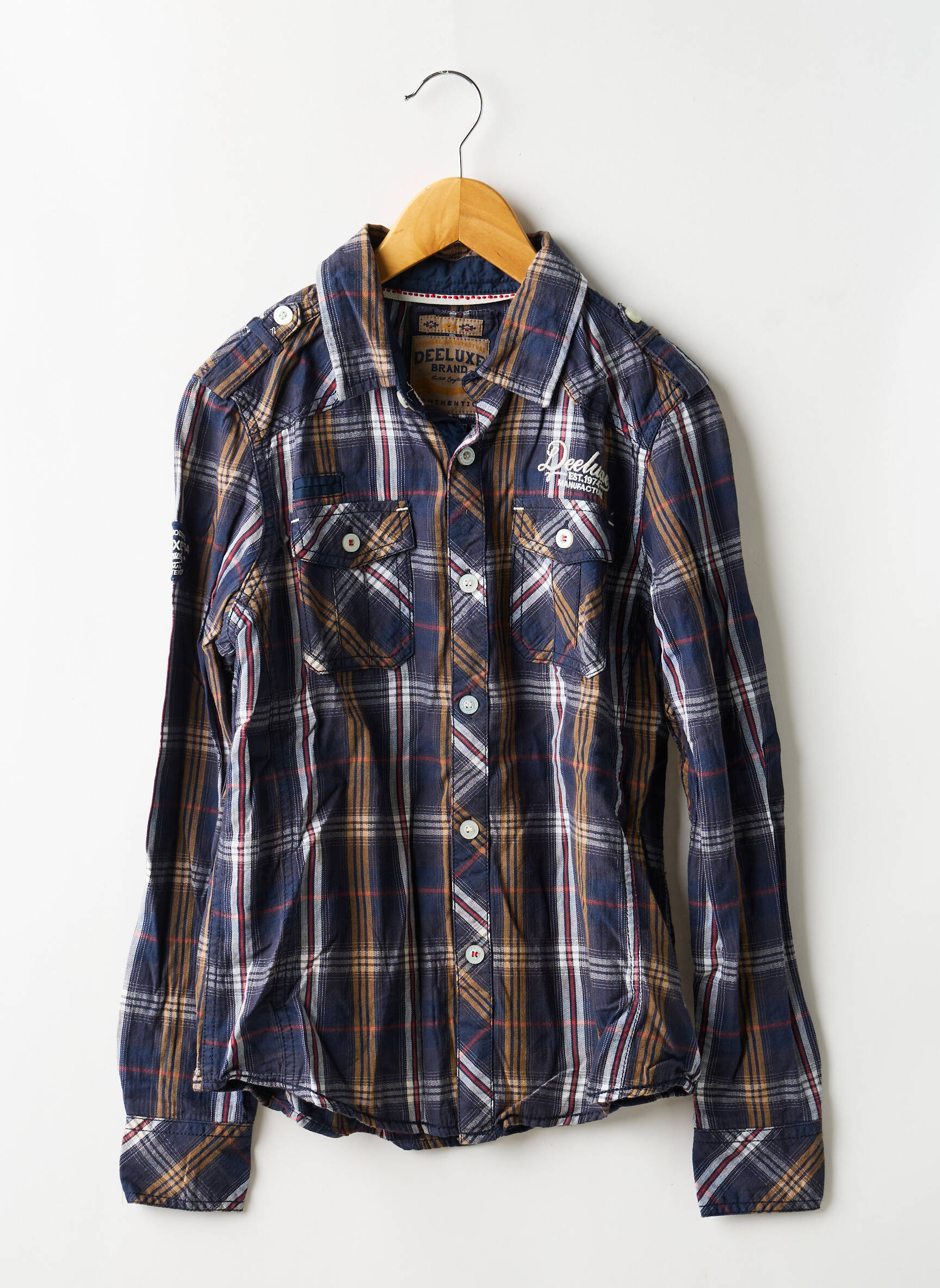 Chemise manches longues tissage popeline bleu DEELUXE garçon