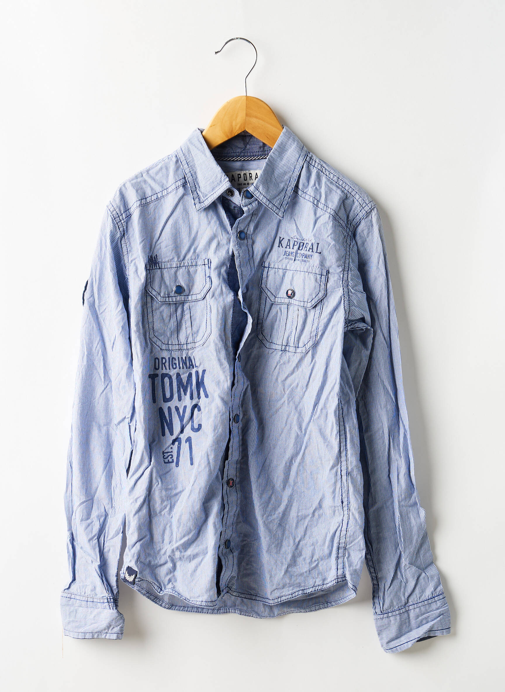 Chemise manches longues fermeture pressionnée bleu KAPORAL garçon