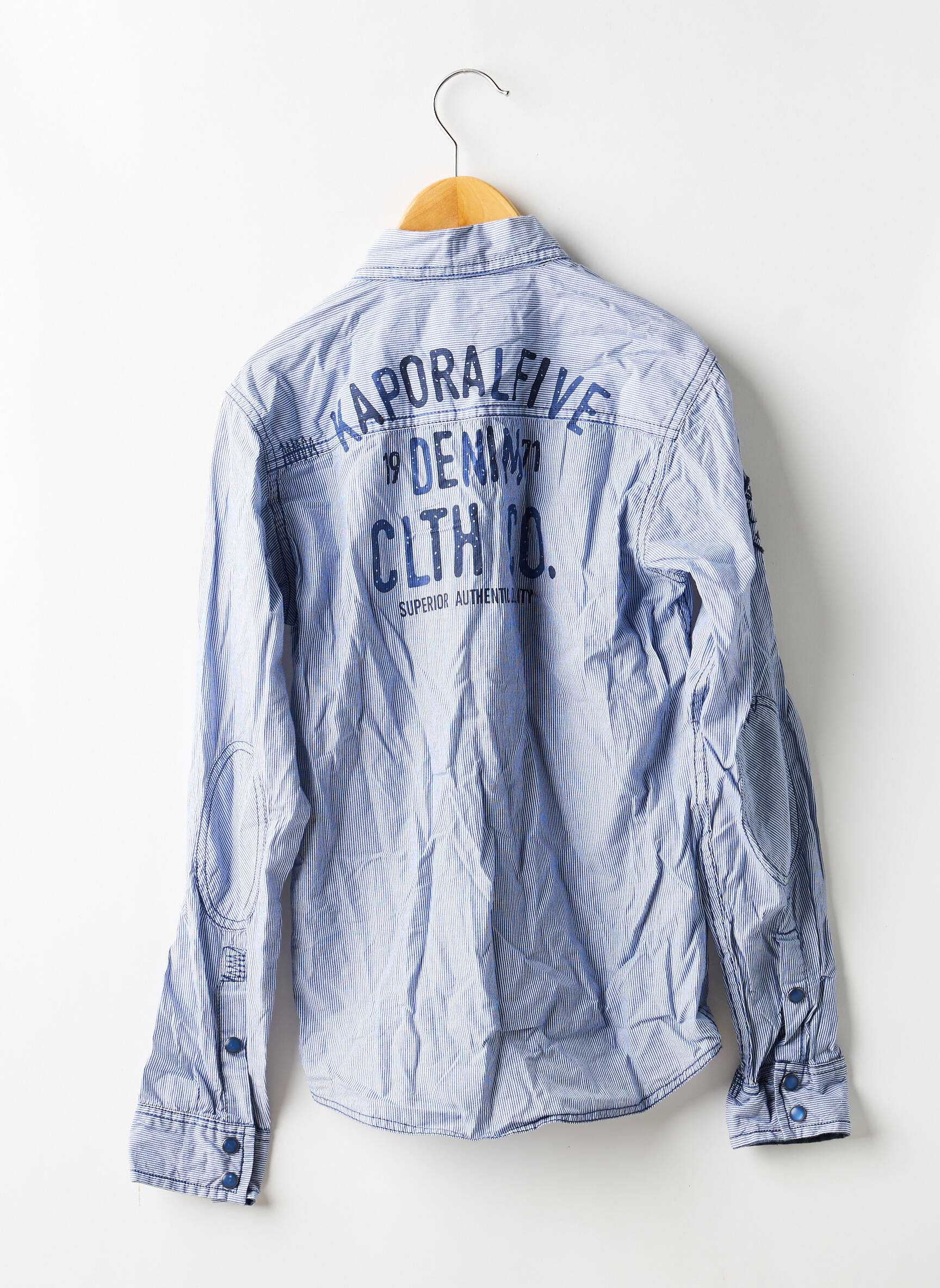 Chemise manches longues fermeture pressionnée bleu KAPORAL garçon