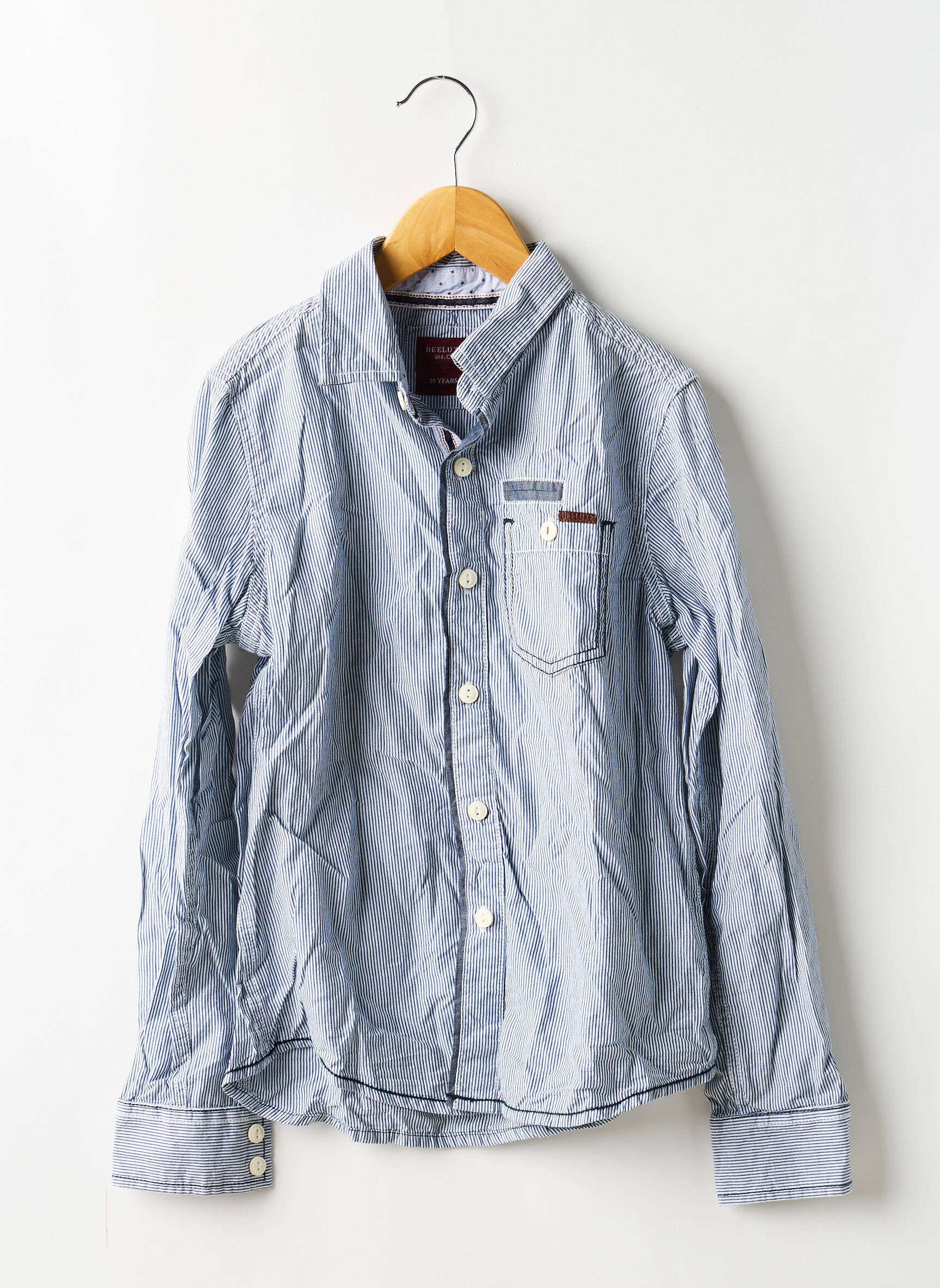 Chemise manches longues tissage popeline bleu DEELUXE garçon