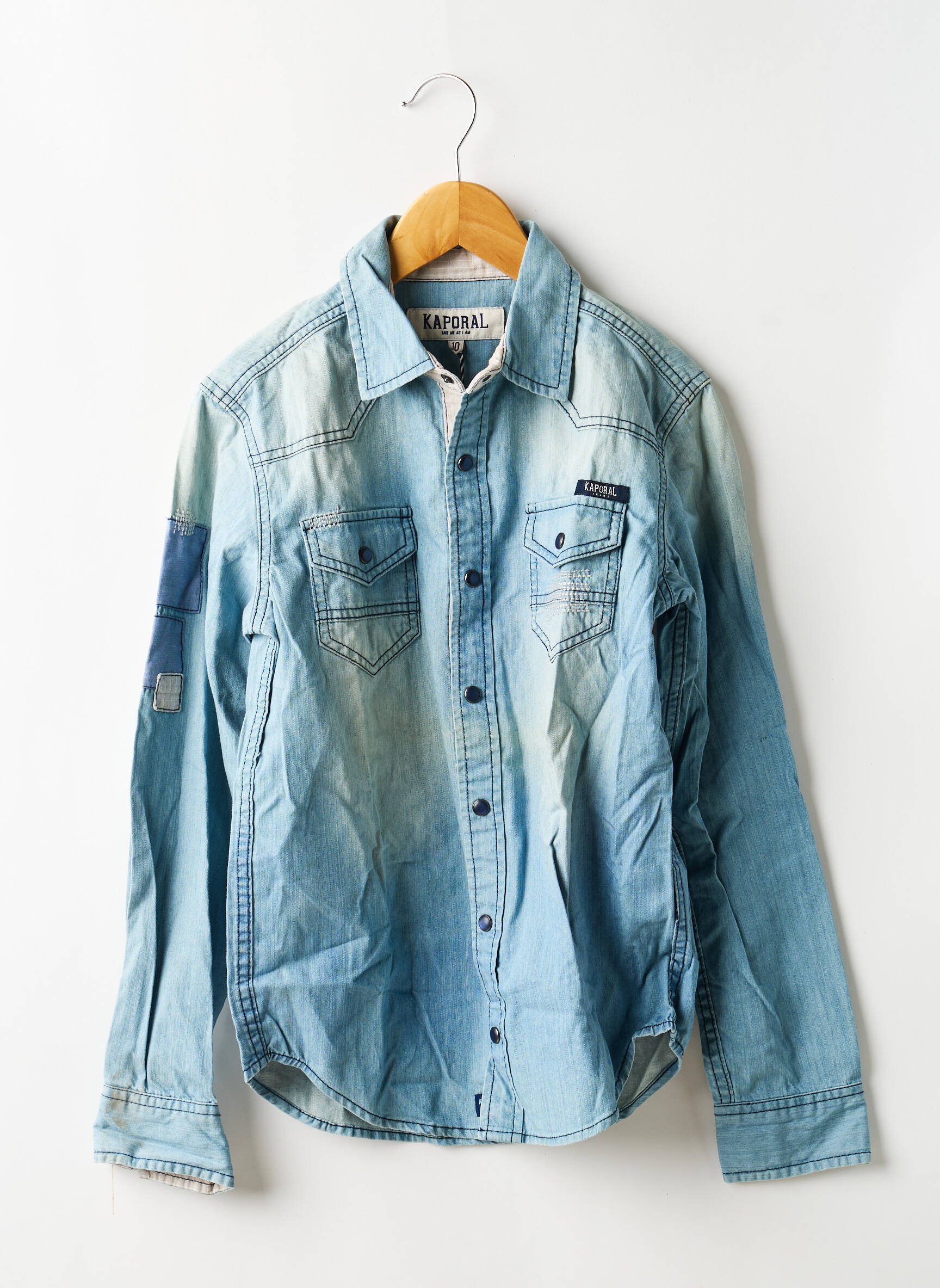 Chemise manches longues fermeture pressionnée bleu KAPORAL garçon