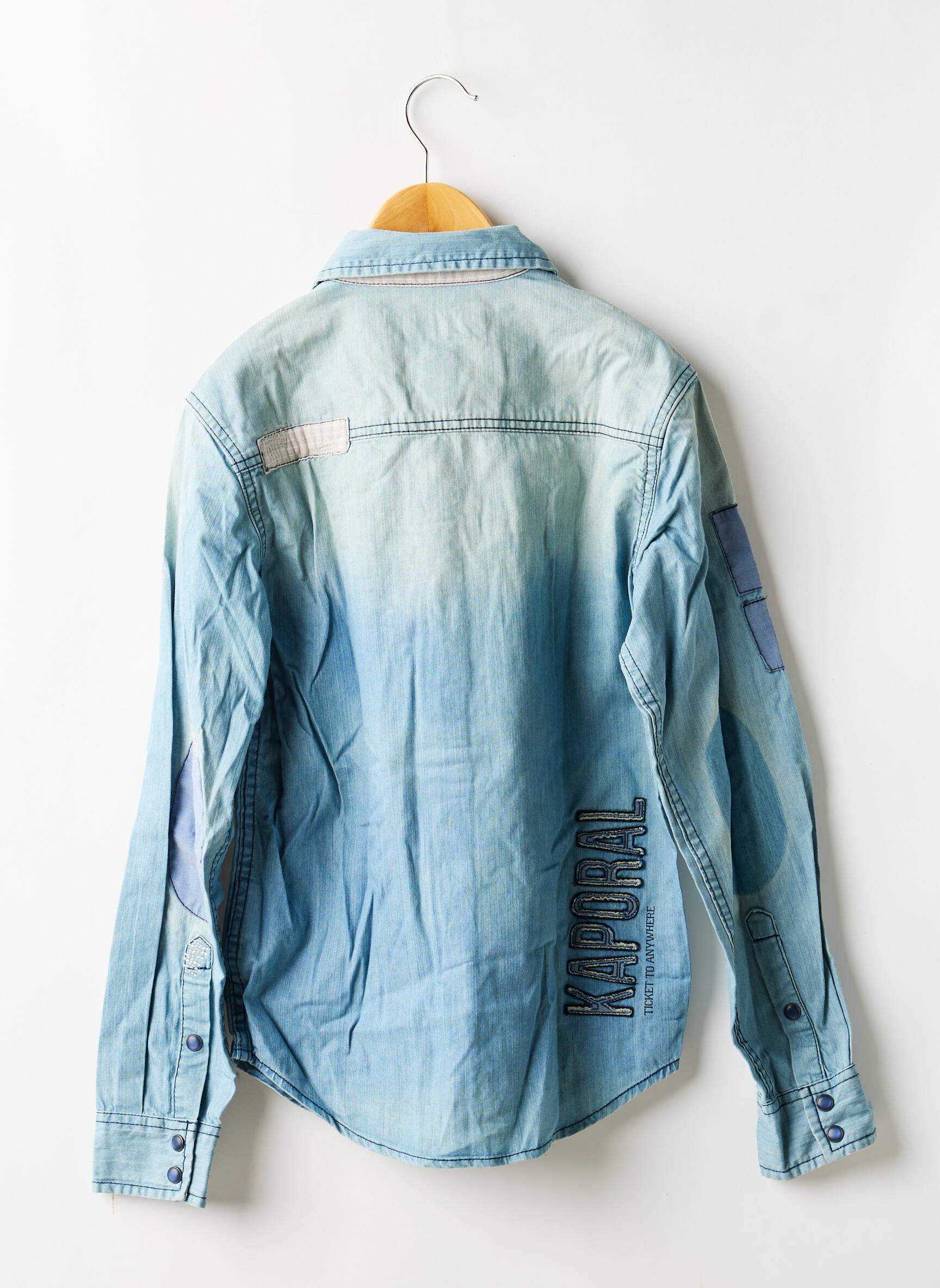 Chemise manches longues fermeture pressionnée bleu KAPORAL garçon